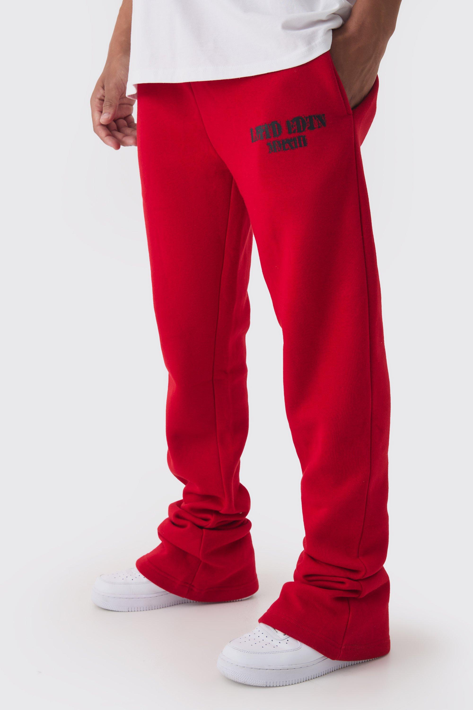 Mens Red Slim Fit Ltd Edition Super Stacked Jogger, Red