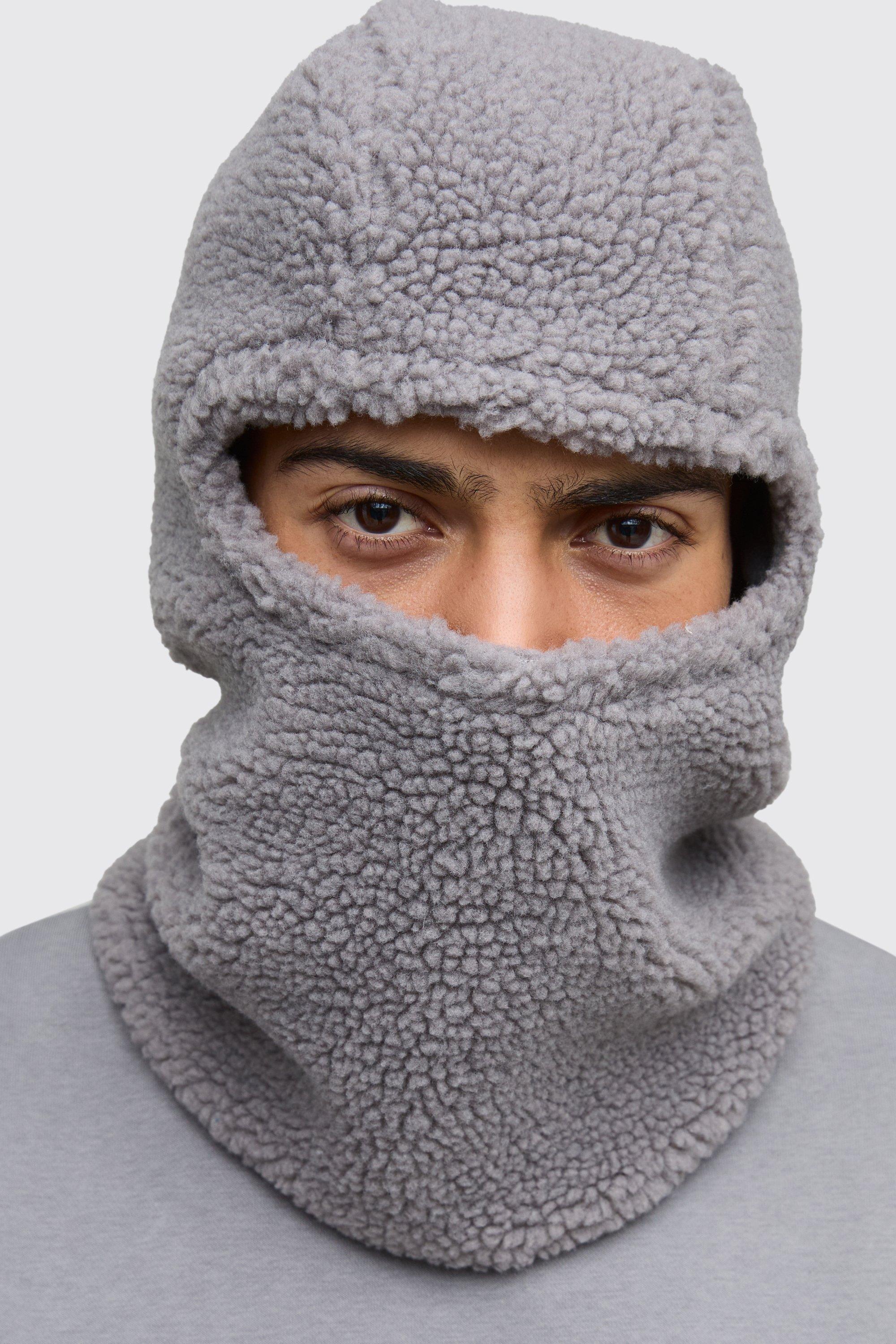 Mens Grey Borg Ski Hood, Grey