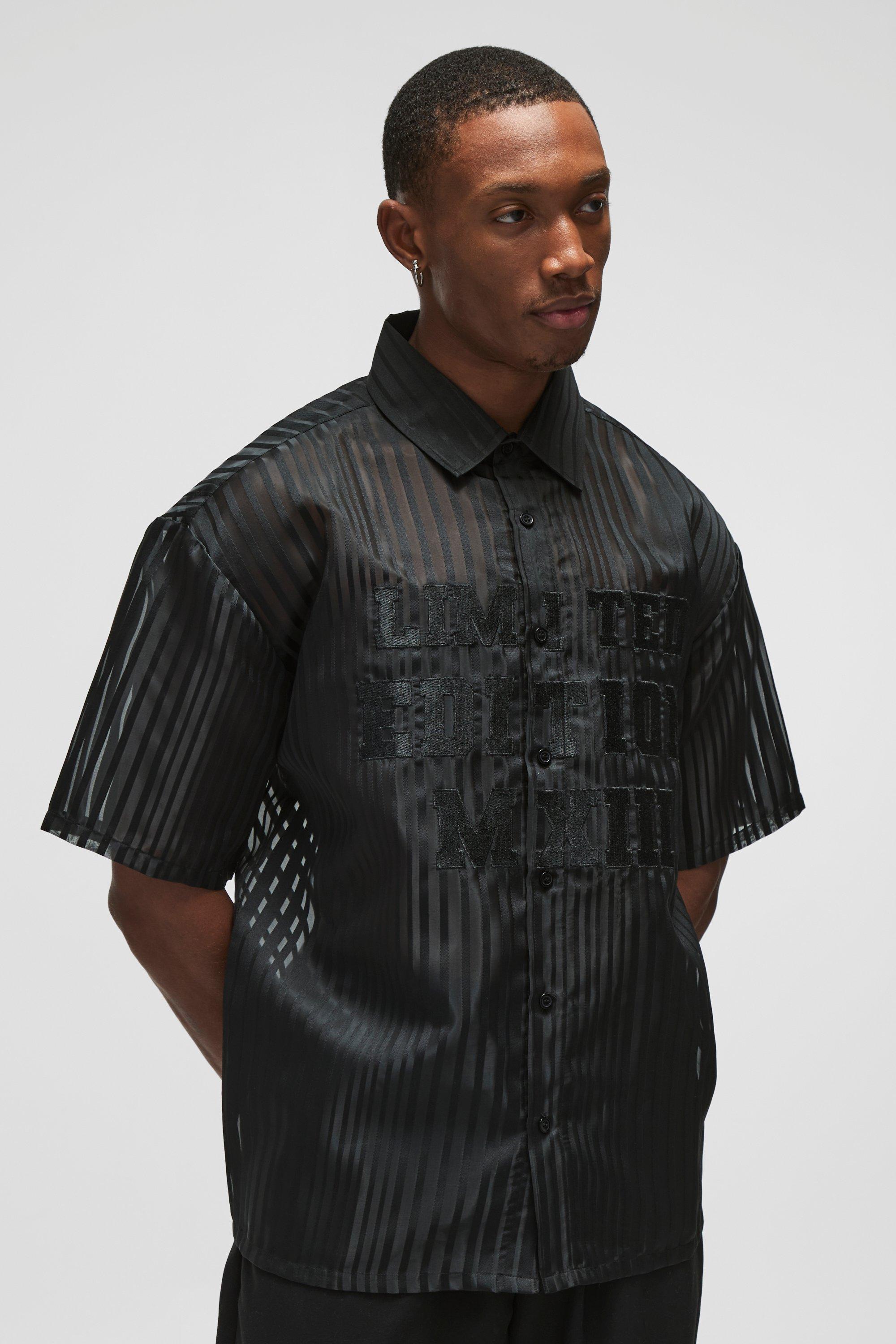 Camicia da baseball oversize Limited Edition in organza, Nero