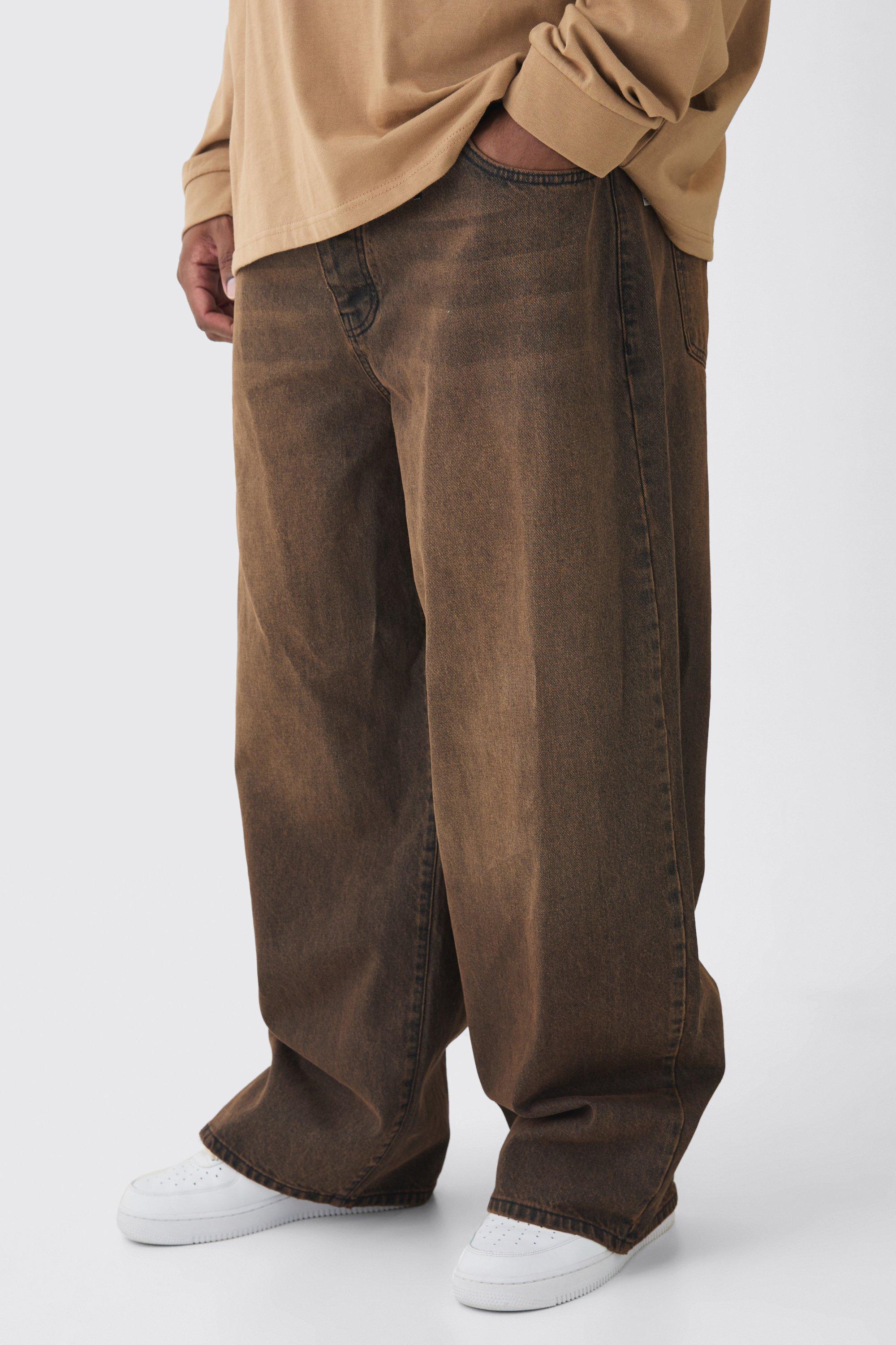 Jeans Plus Size extra comodi in denim rigido con doppia fascia in vita, Brown