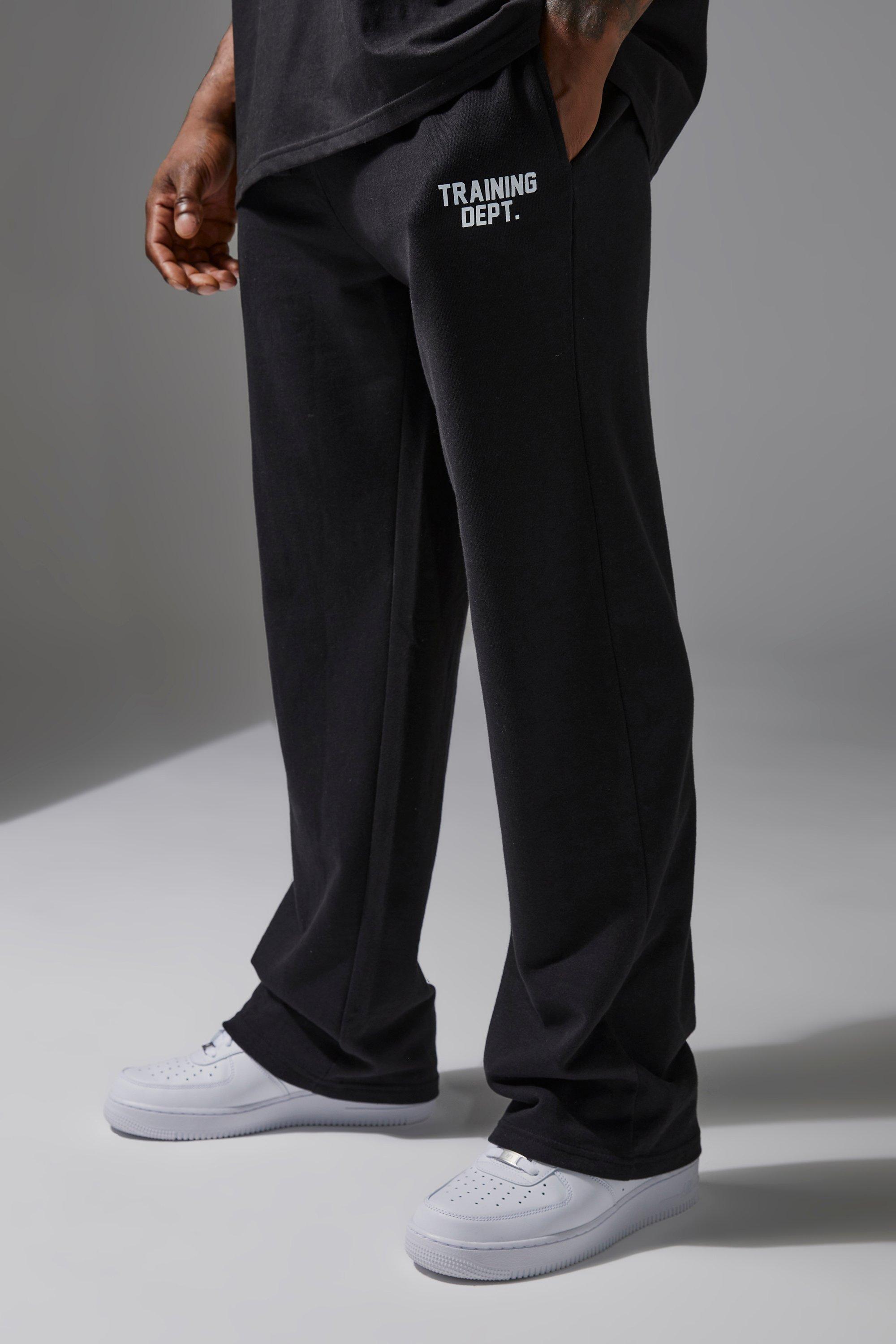 Mens Black Training Dept Loopback Straight Leg Fit Joggers, Black