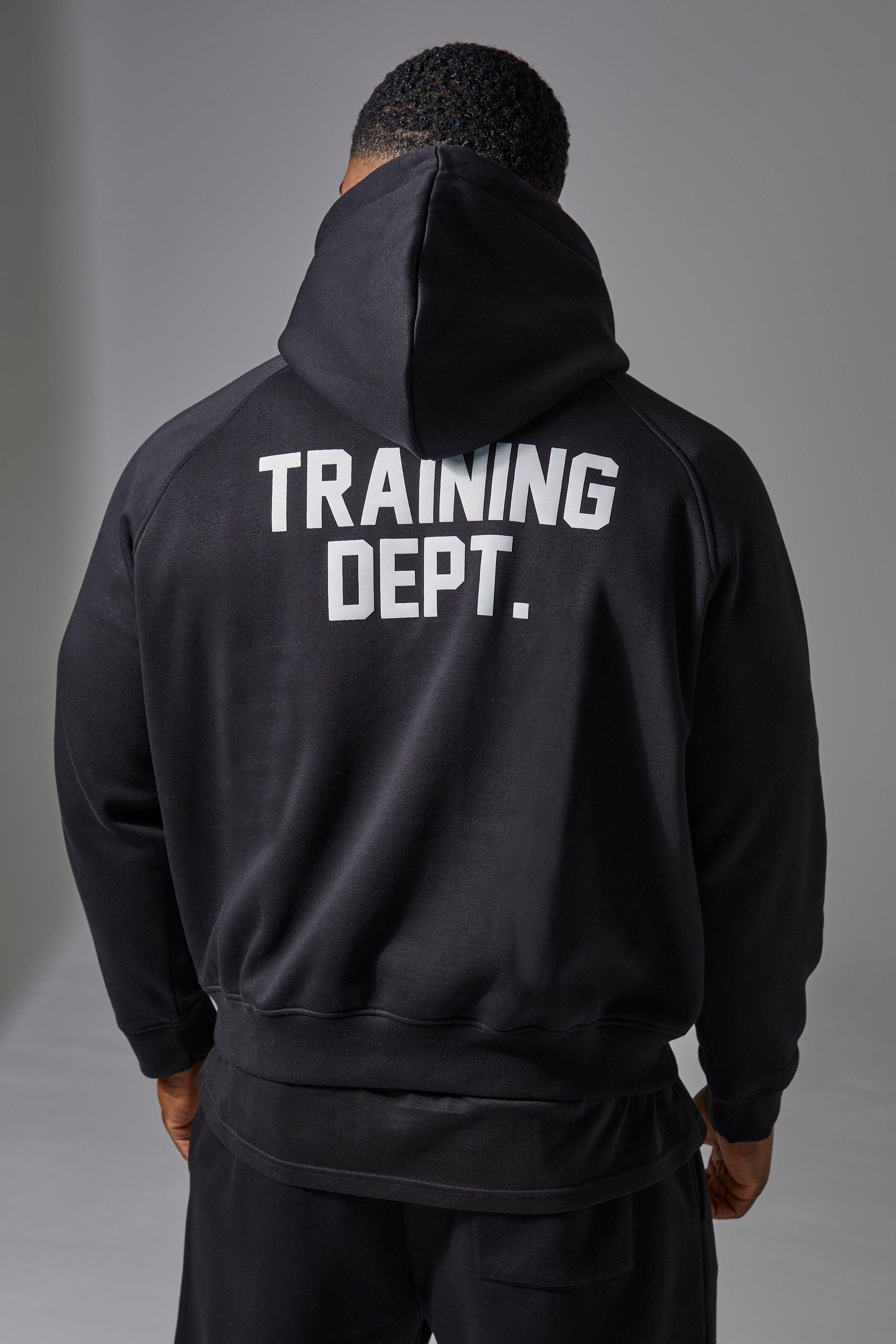 Felpa squadrata Training Dept con cappuccio, Nero