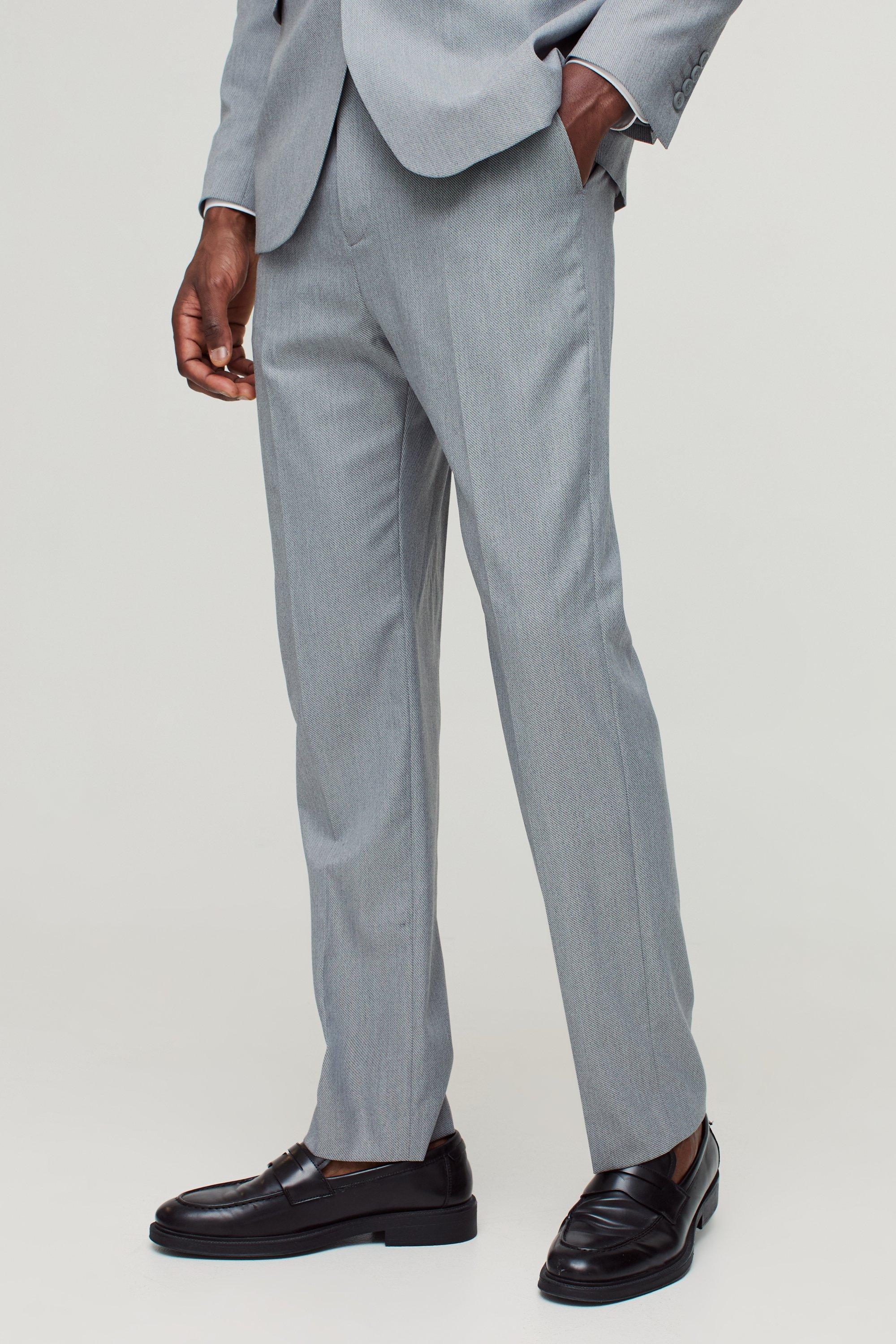 Pantaloni sartoriali dritti con trama a righe e vita fissa, Grigio