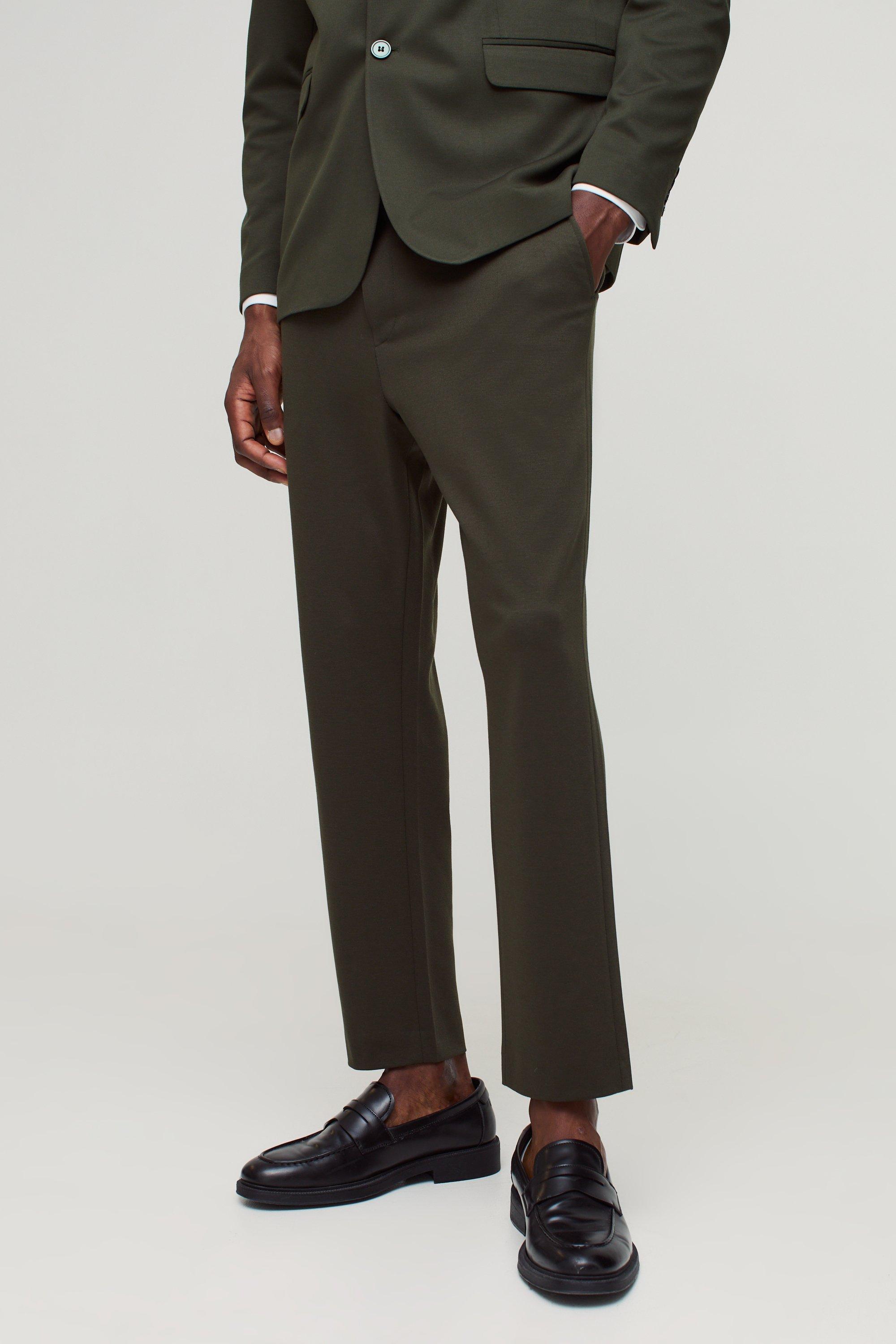 Pantaloni affusolati in jersey con vita fissa, Verde