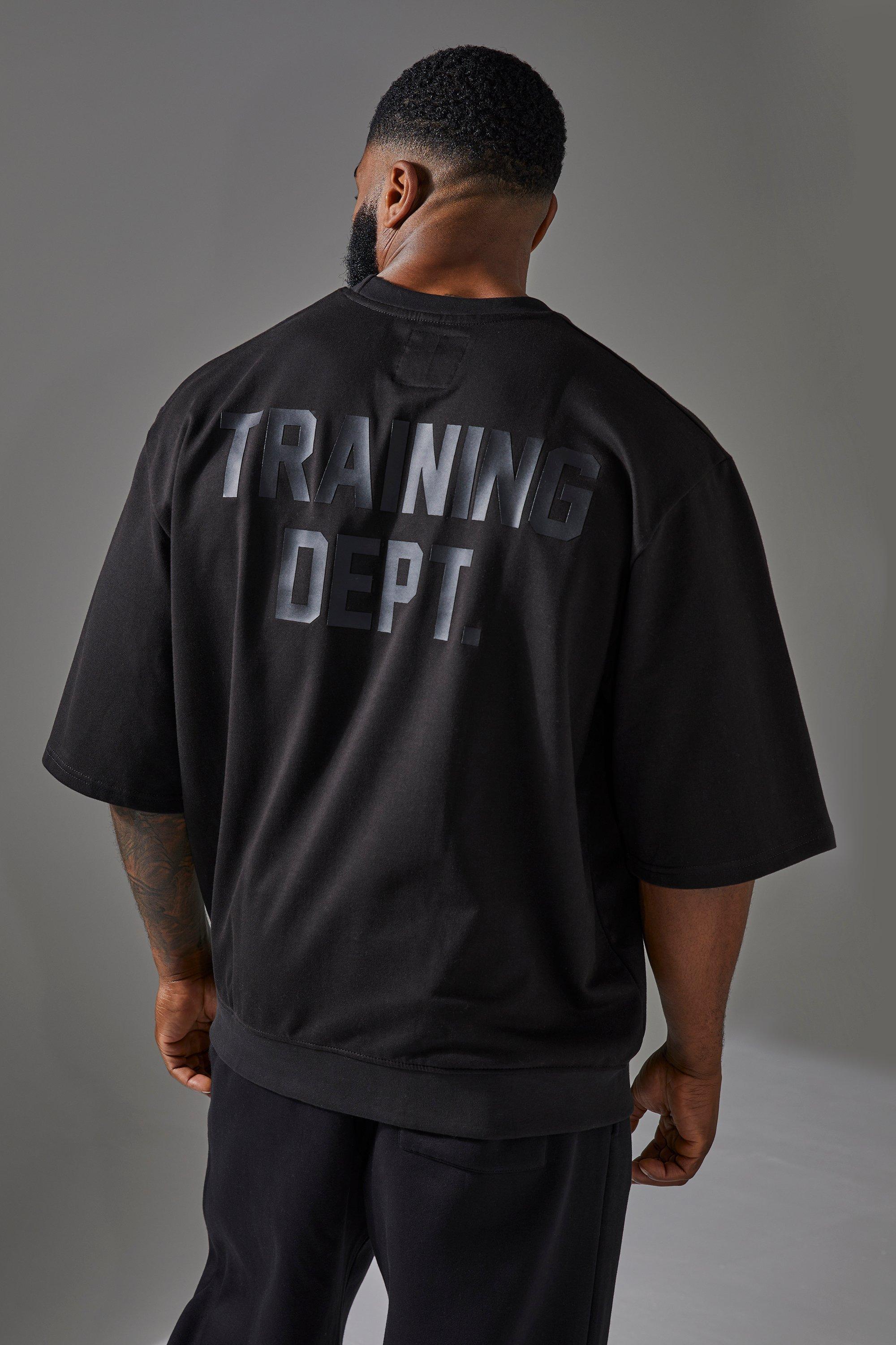 Mens Black Training Dept Short Sleeve Loopback Oversized Sweatshirt, Black