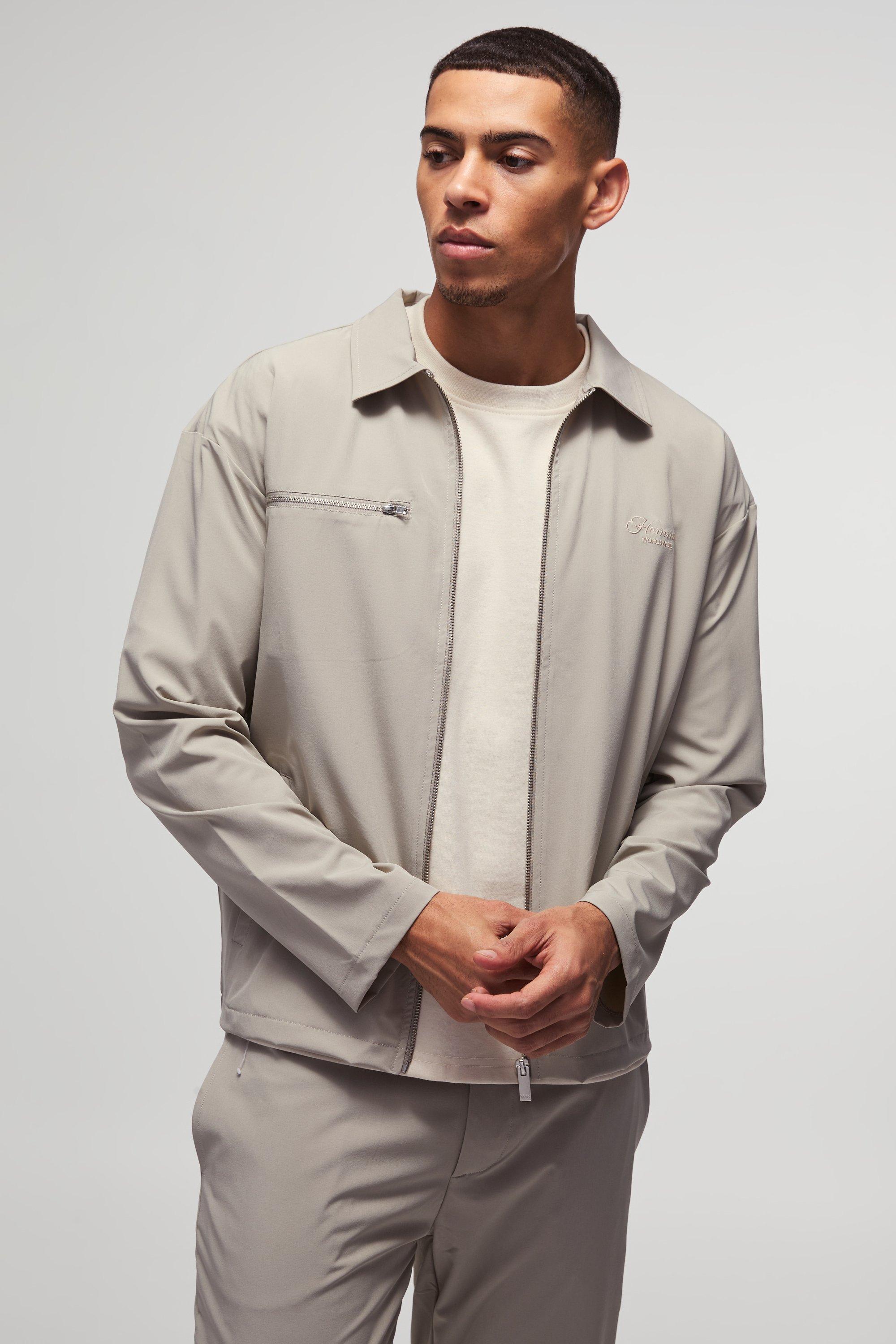 Sovracamicia Homme Regular Fit in Stretch tecnico, Grigio