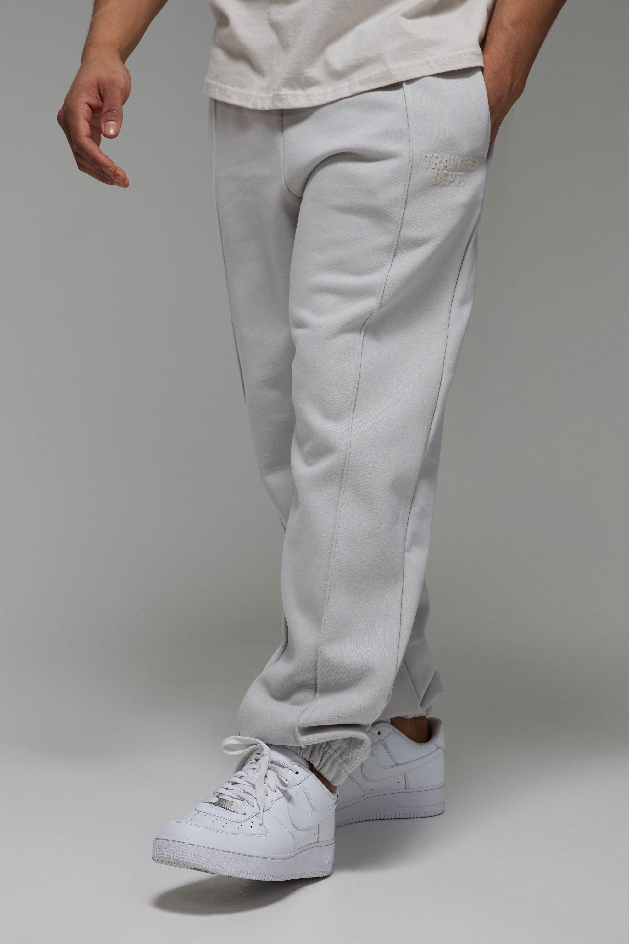 Pantaloni tuta oversize slavati Training Dept con nervature, Grigio