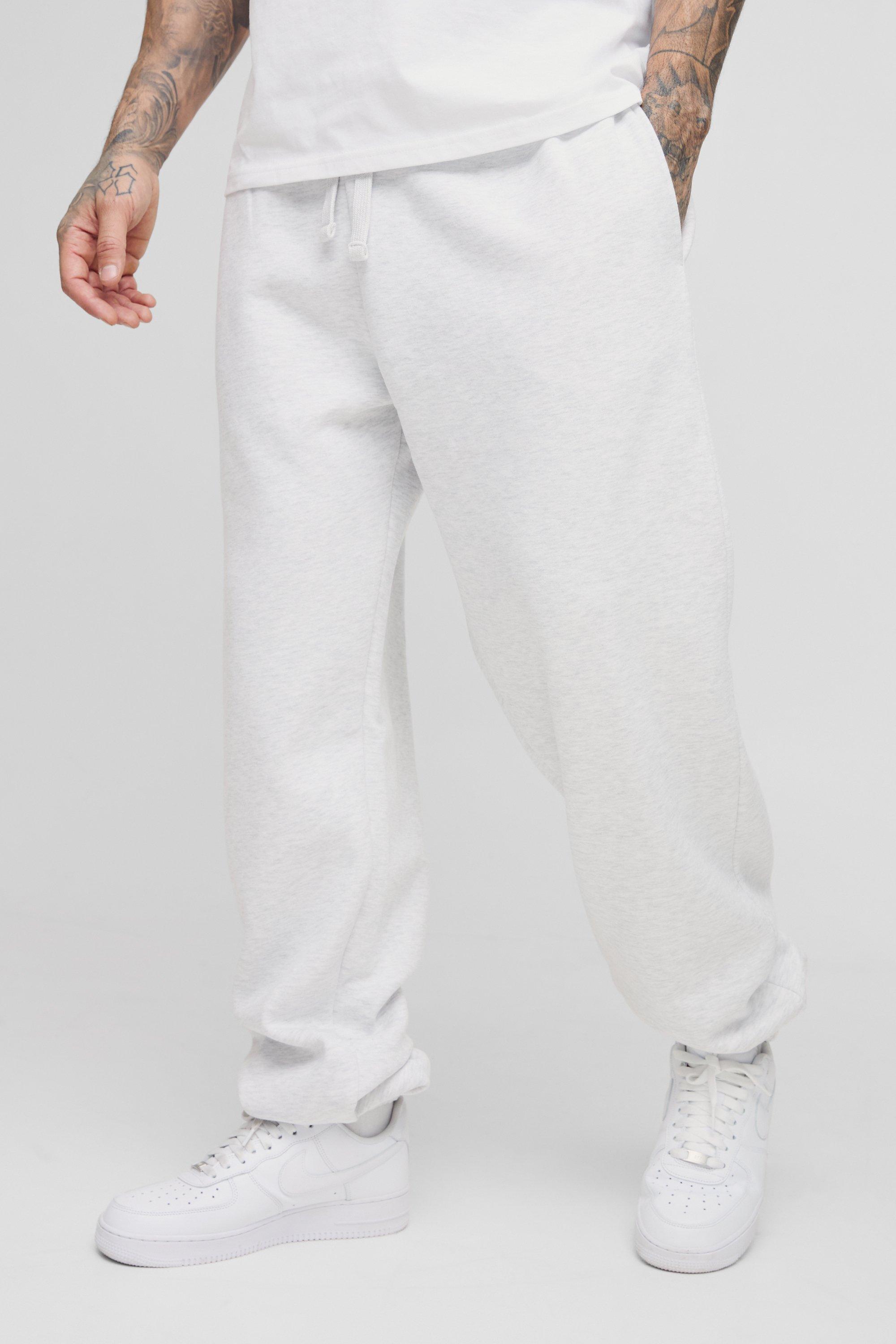Mens 330GSM Tall Oversized Joggers In Grey Marl, Grey