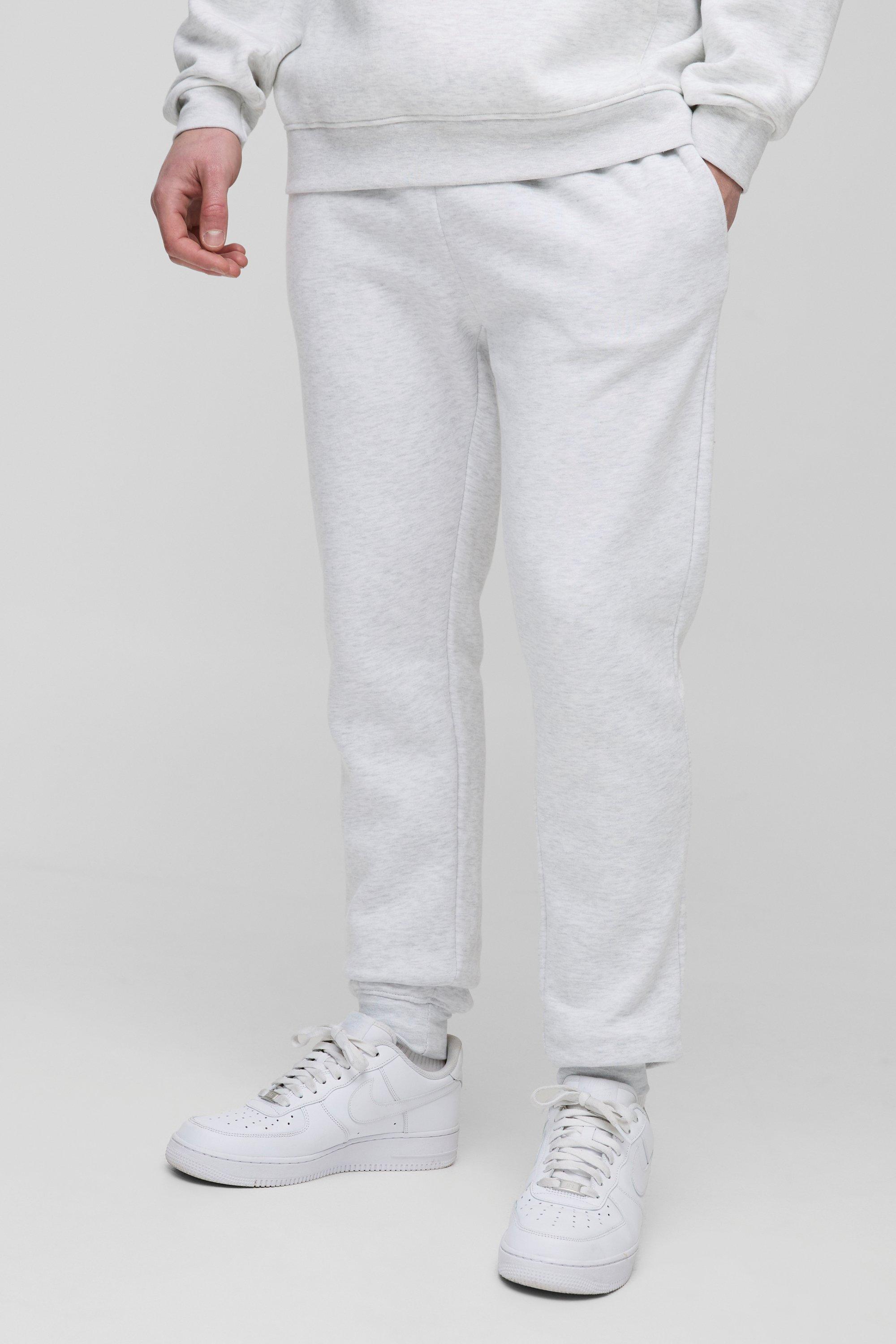 Mens Grey 330GSM Tall Skinny Fit Joggers In Black, Grey
