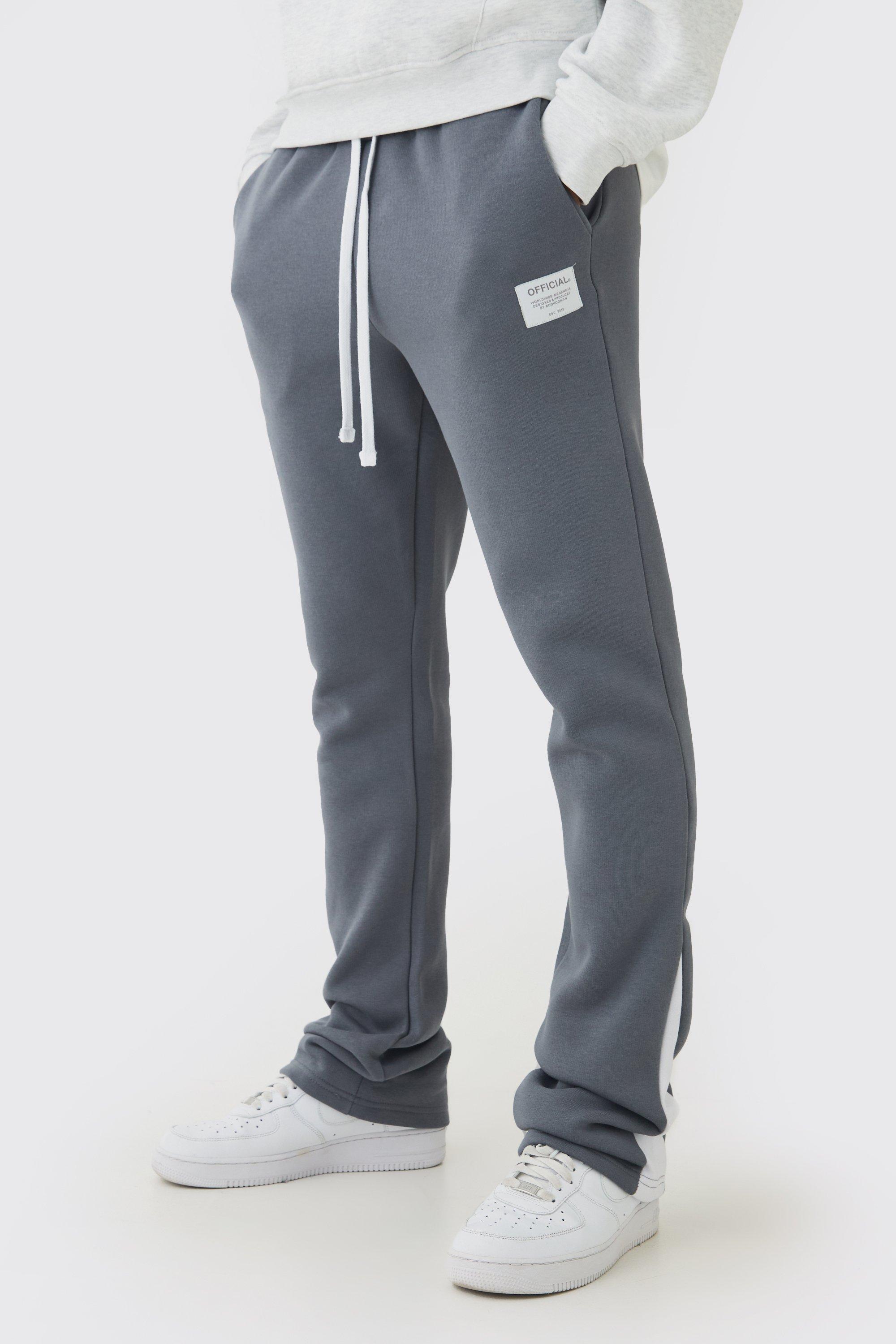 Slim Fit Flare Stacked Woven Tab Gusset Jogger