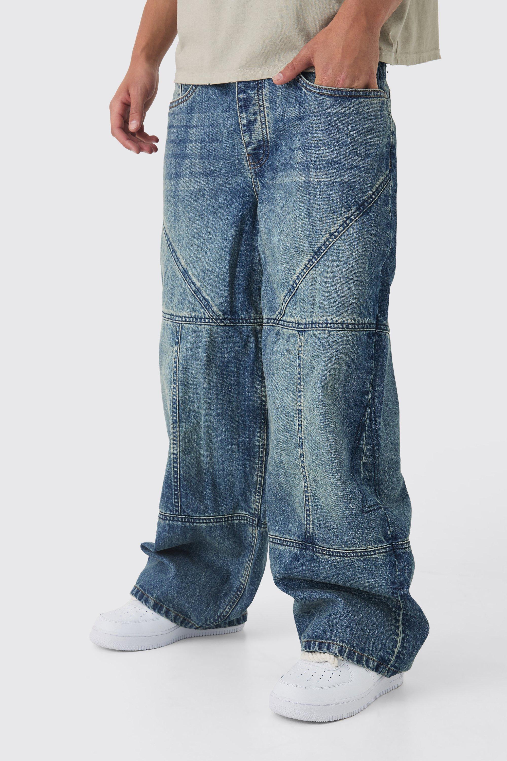 Boohoo Onbewerkte Baggy Jeans Met Contrasterende Stiksels, Antique Wash