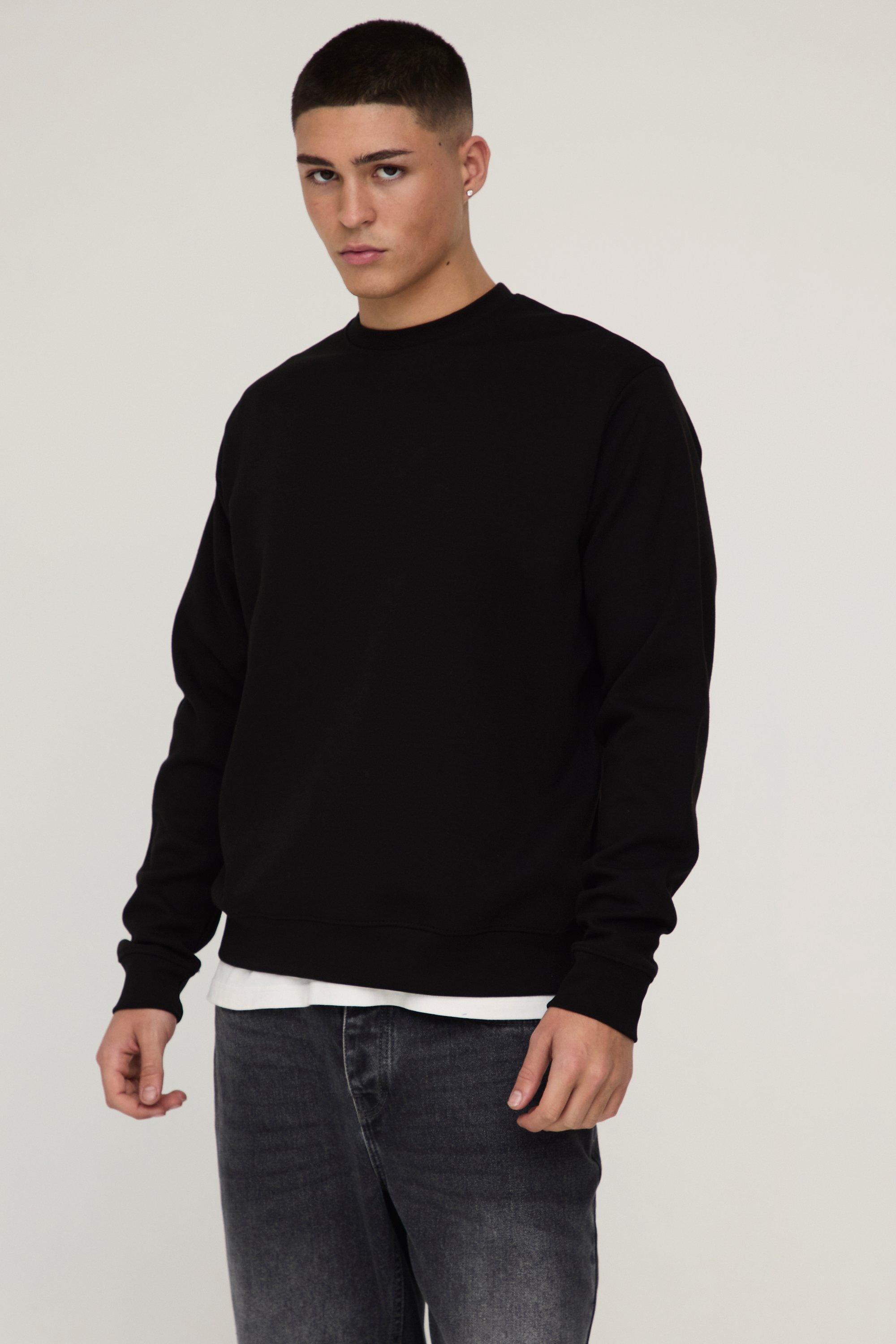 Mens Black Heavyweight Interlock Sweatshirt, Black