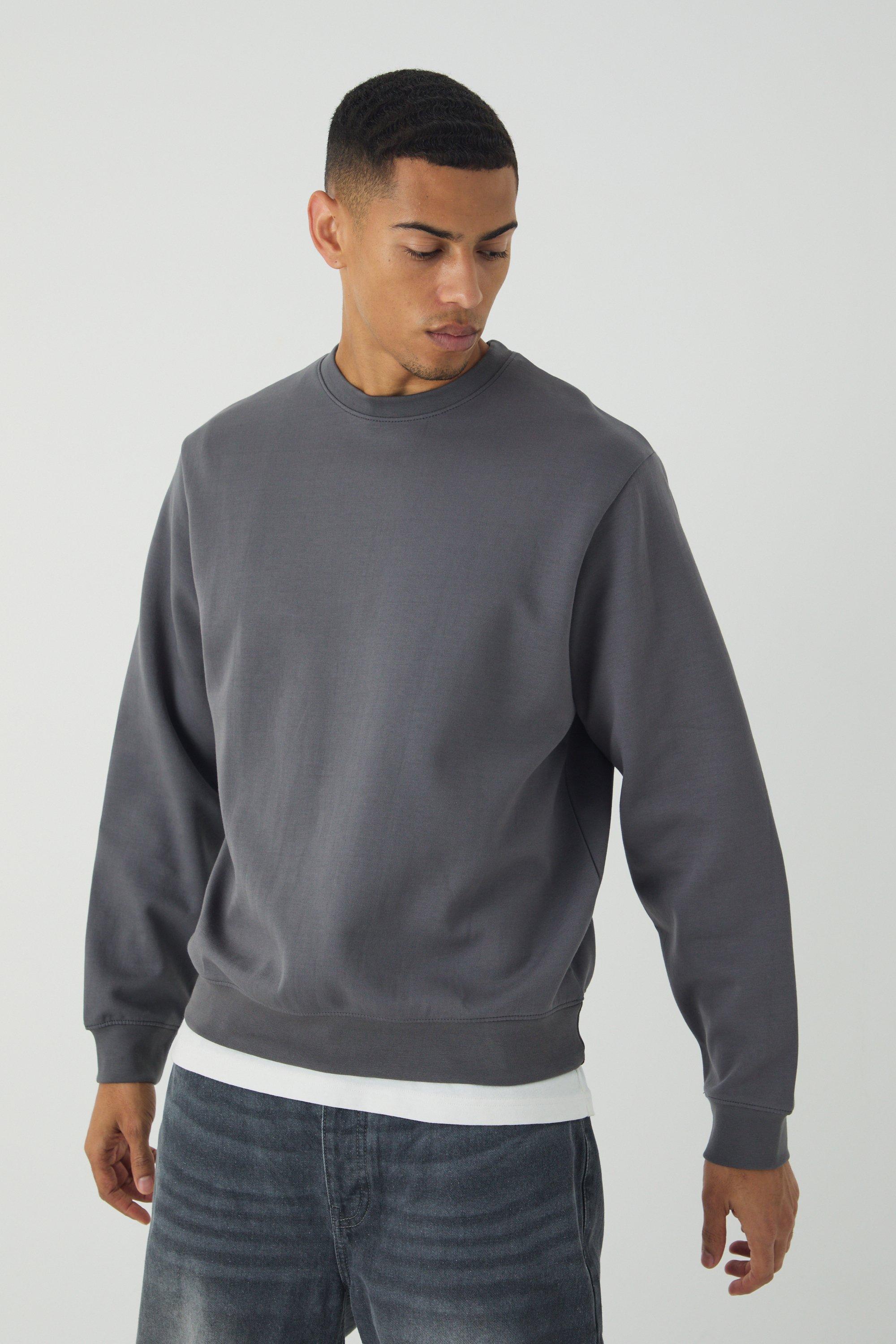 Mens Grey Heavyweight Interlock Sweatshirt, Grey