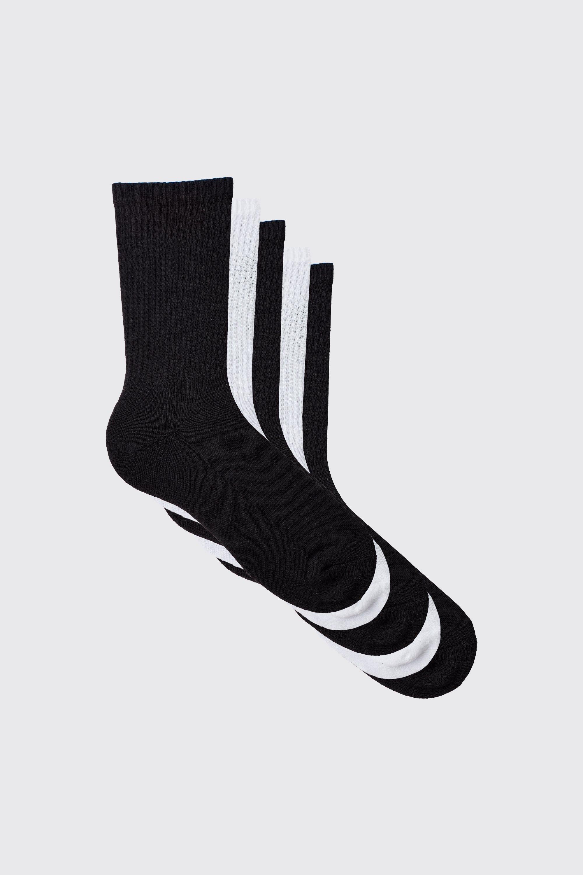 Mens Black 5 Mix Plain Sport Socks, Black