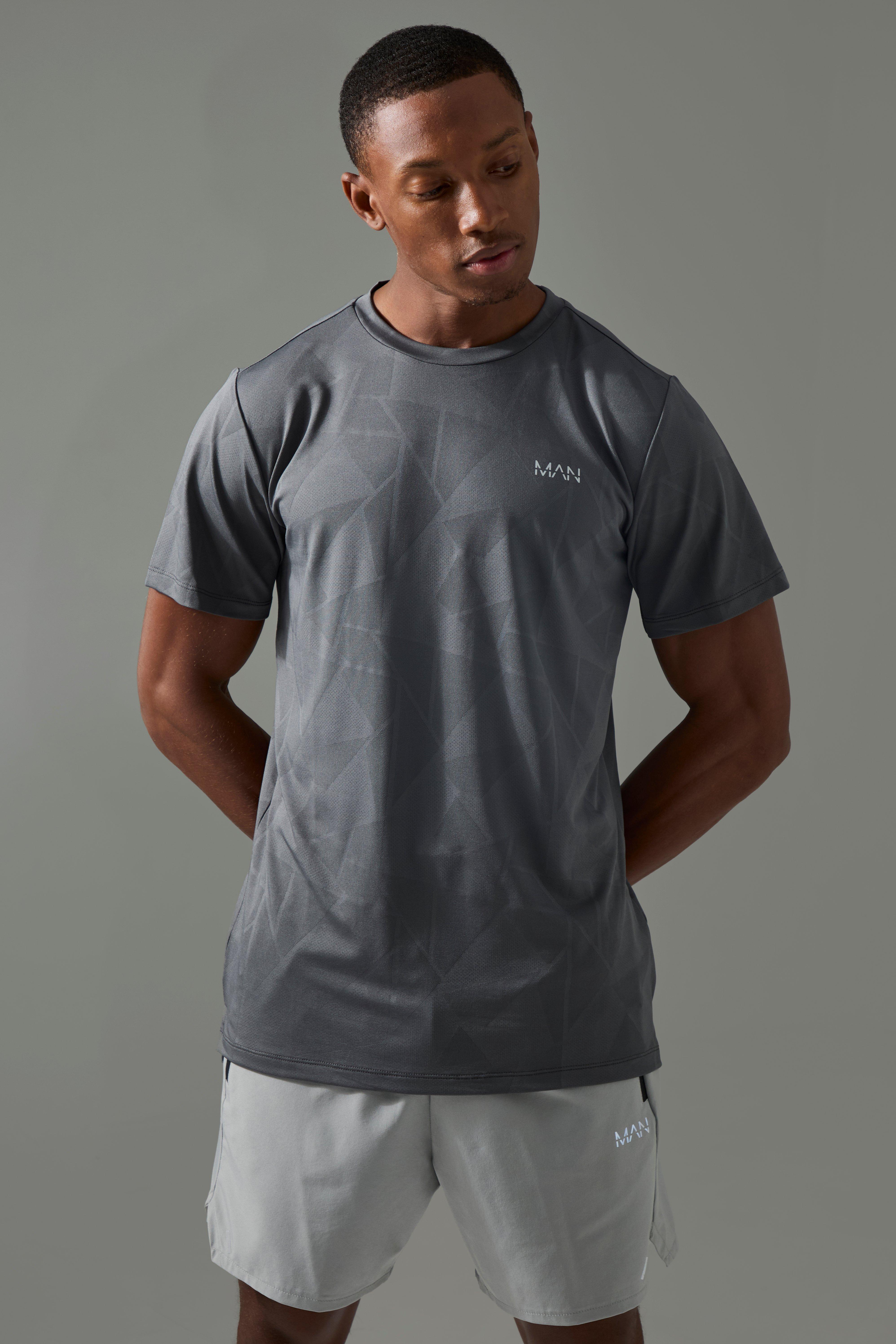 T-shirt Man Active in jacquard con motivi geometrici Regular Fit, Grigio