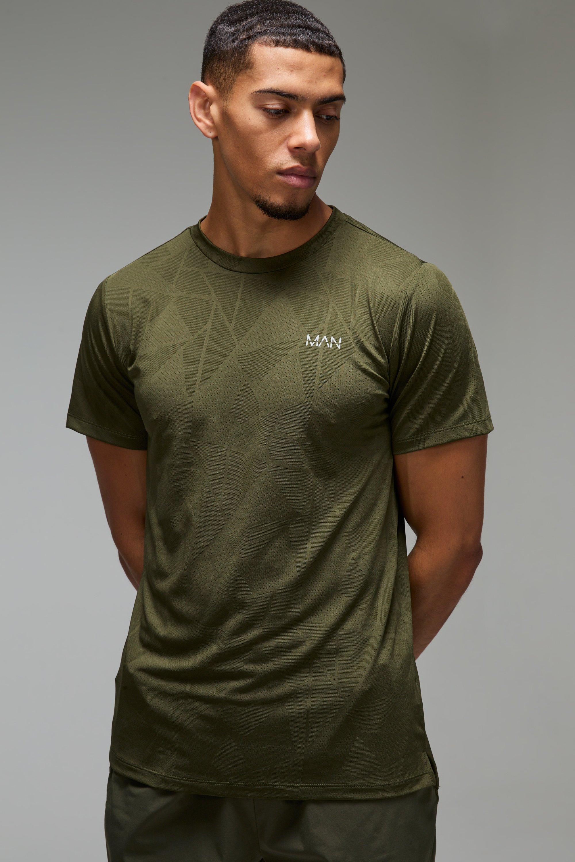 T-shirt Man Active in jacquard con motivi geometrici Regular Fit, Verde
