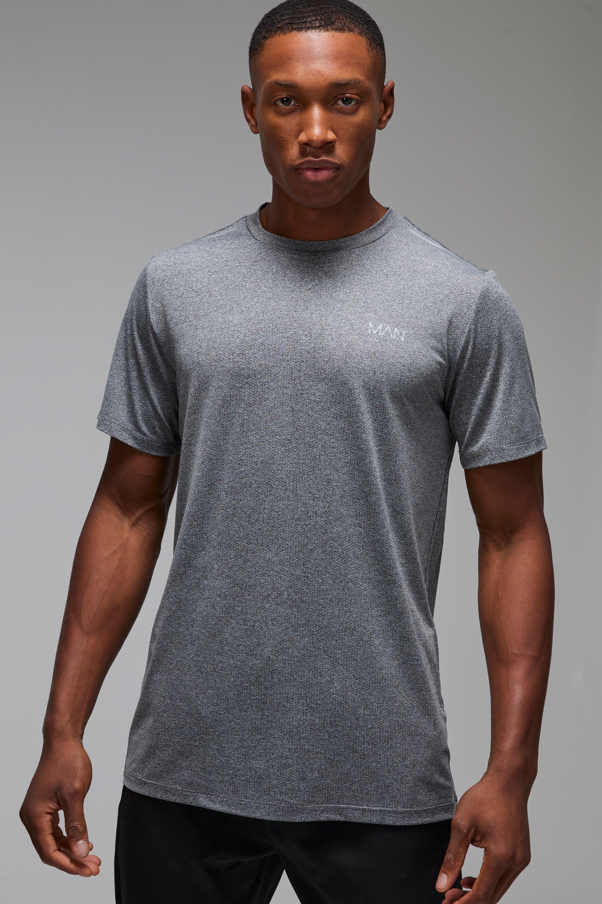 T-shirt Man Active Regular Fit in rete in mélange, Nero