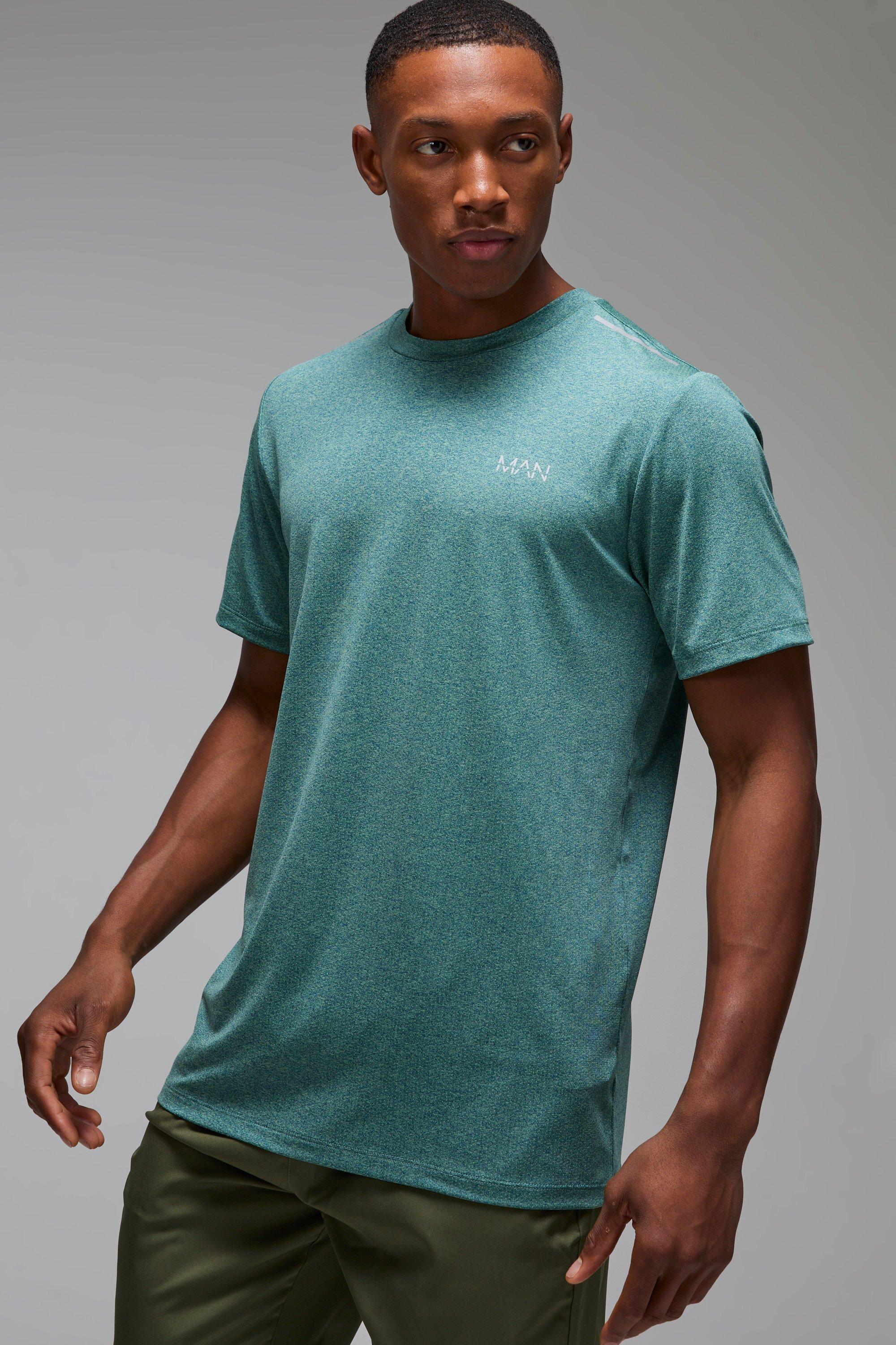 T-shirt Man Active Regular Fit in rete in mélange, Verde