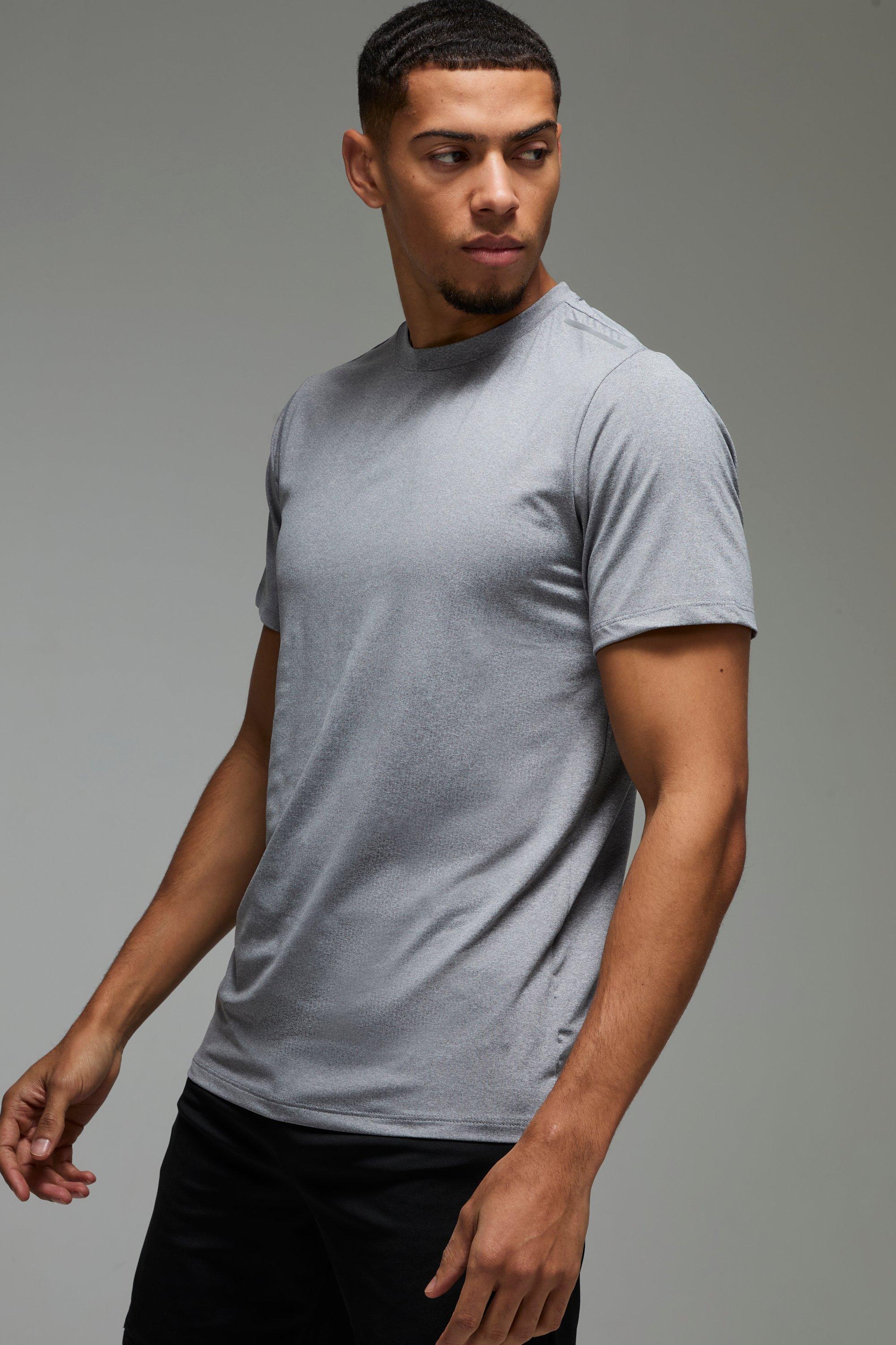 T-shirt Man Active Regular Fit in rete in mélange, Grigio