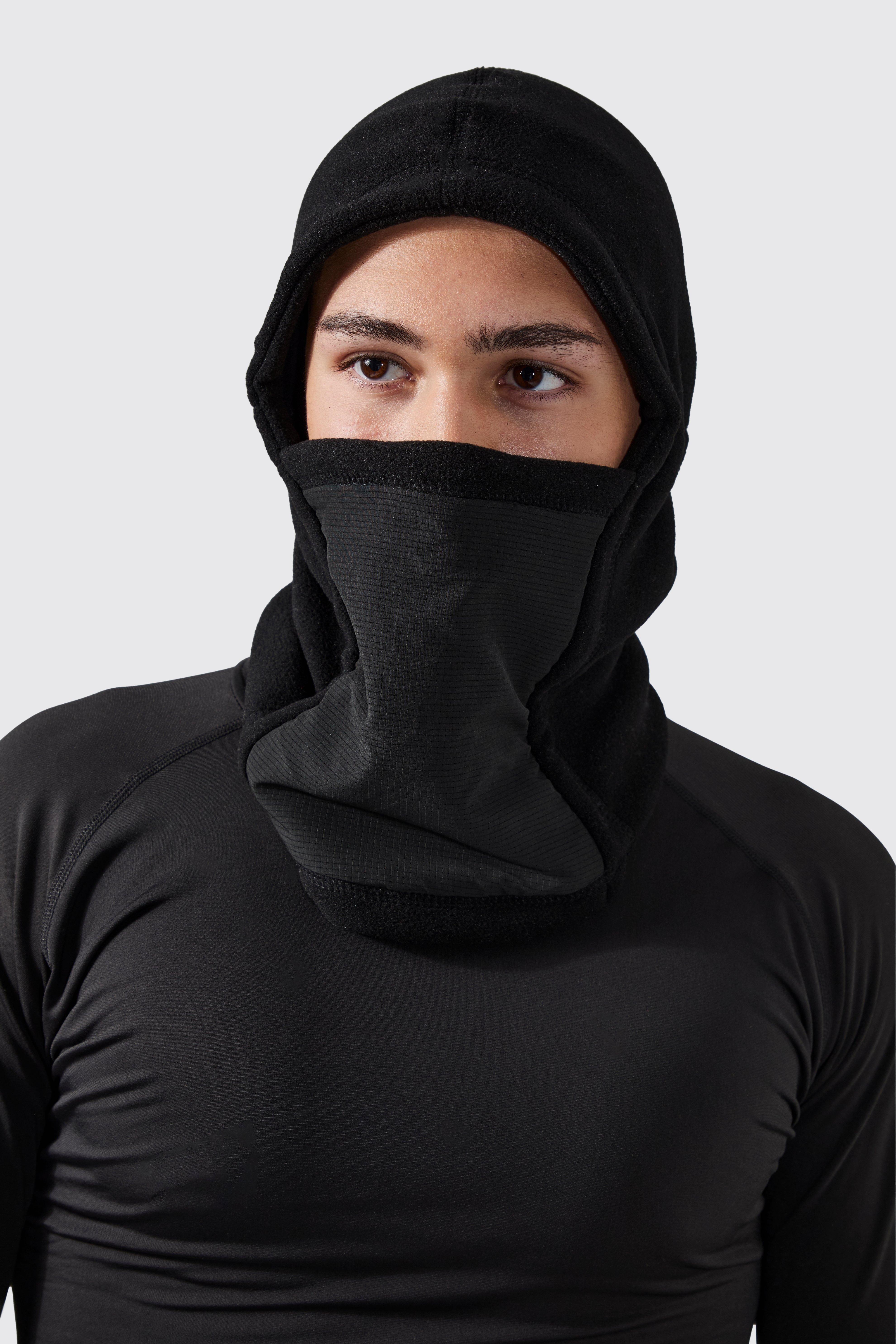 Mens Black Man Active Fleece Hood, Black