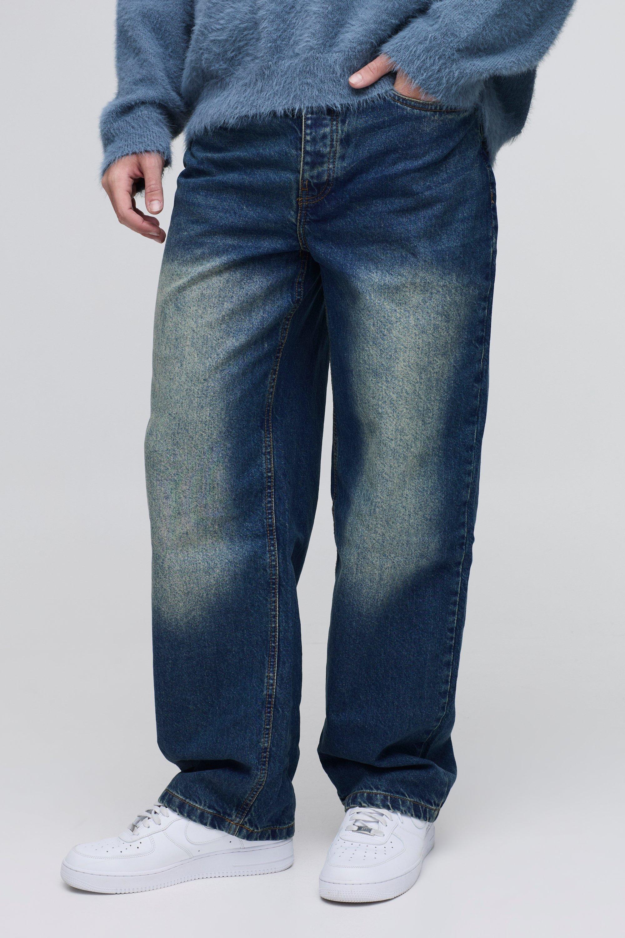 Mens Blue Relaxed Rigid Jean, Blue