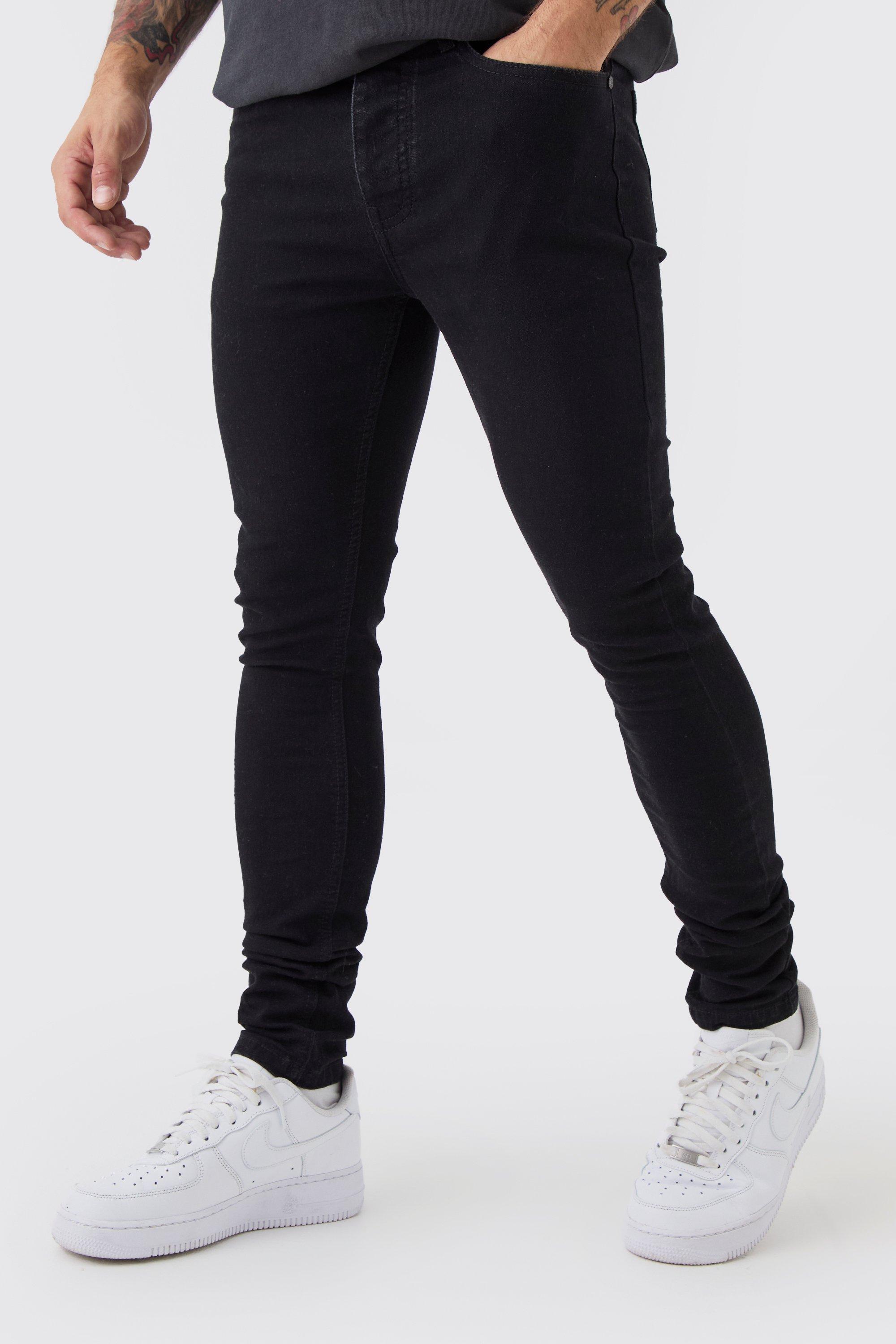 Mens Black Super Skinny Stretch Jean, Black