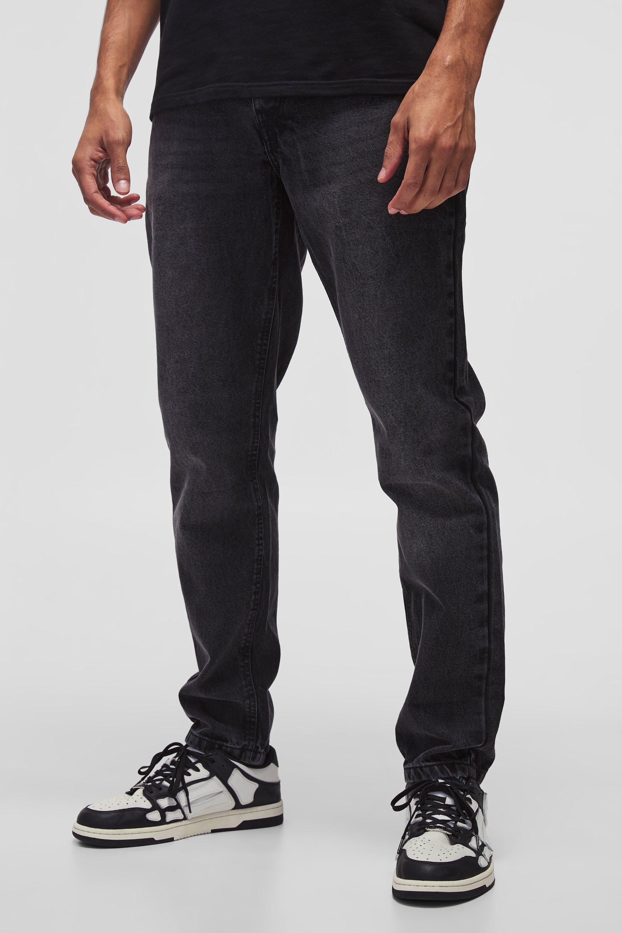 Mens Grey Tapered Rigid Jean in Charcoal, Grey