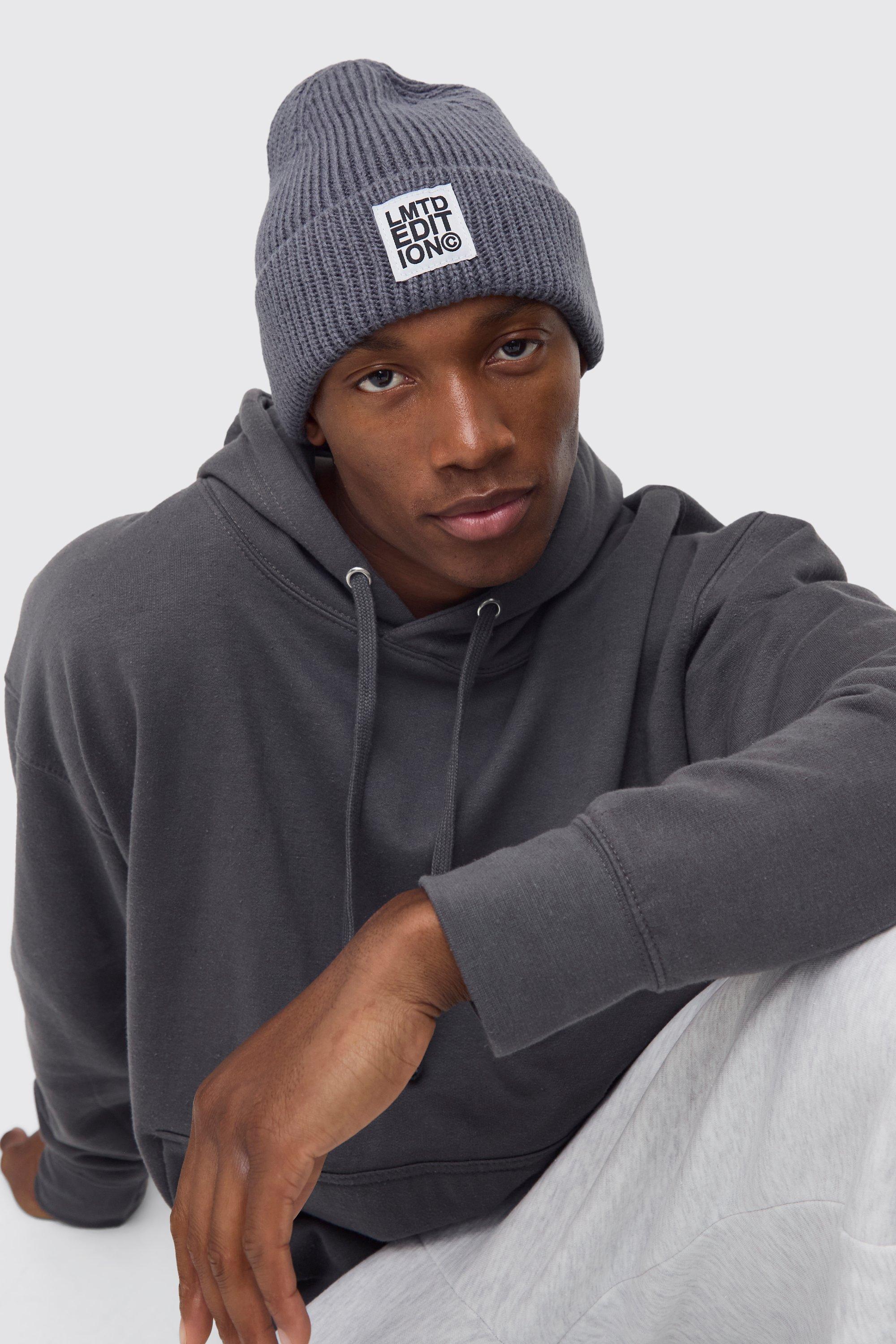 Mens Grey Limited Edition Ribbed Micro Beanie, Grey