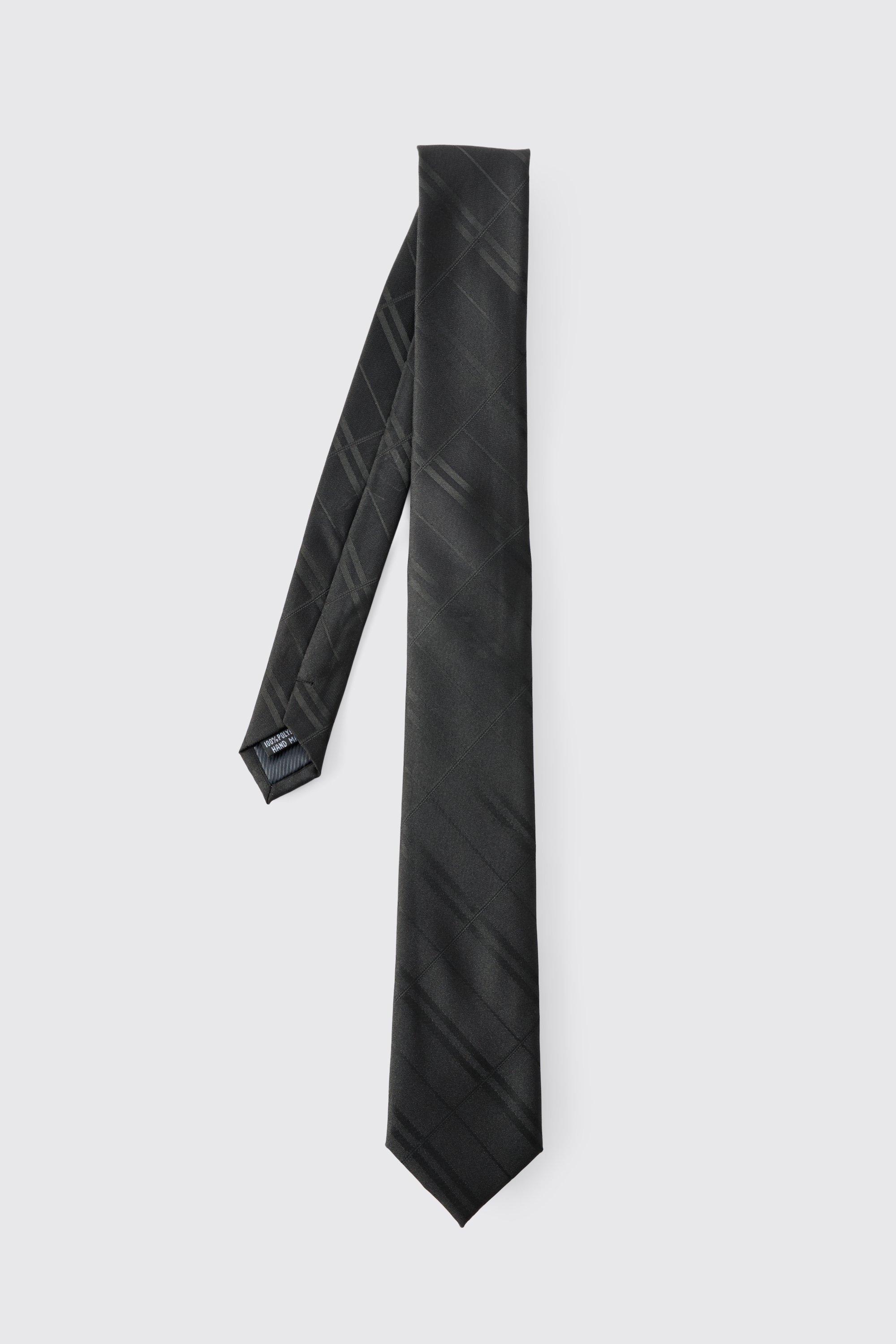 Mens Black Jacquard Suit Tie, Black