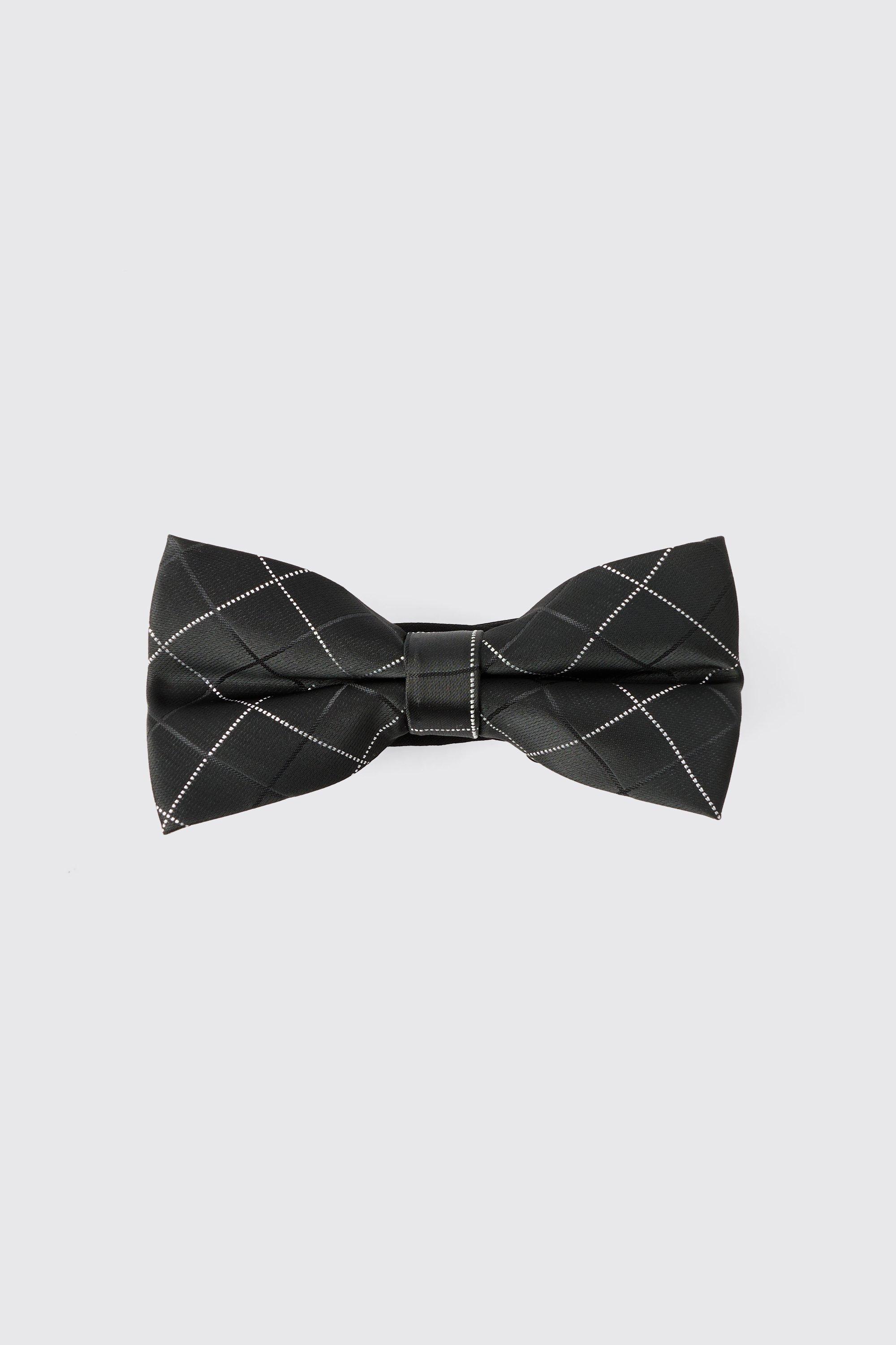 Mens Black Jacquard Suit Bow Tie, Black