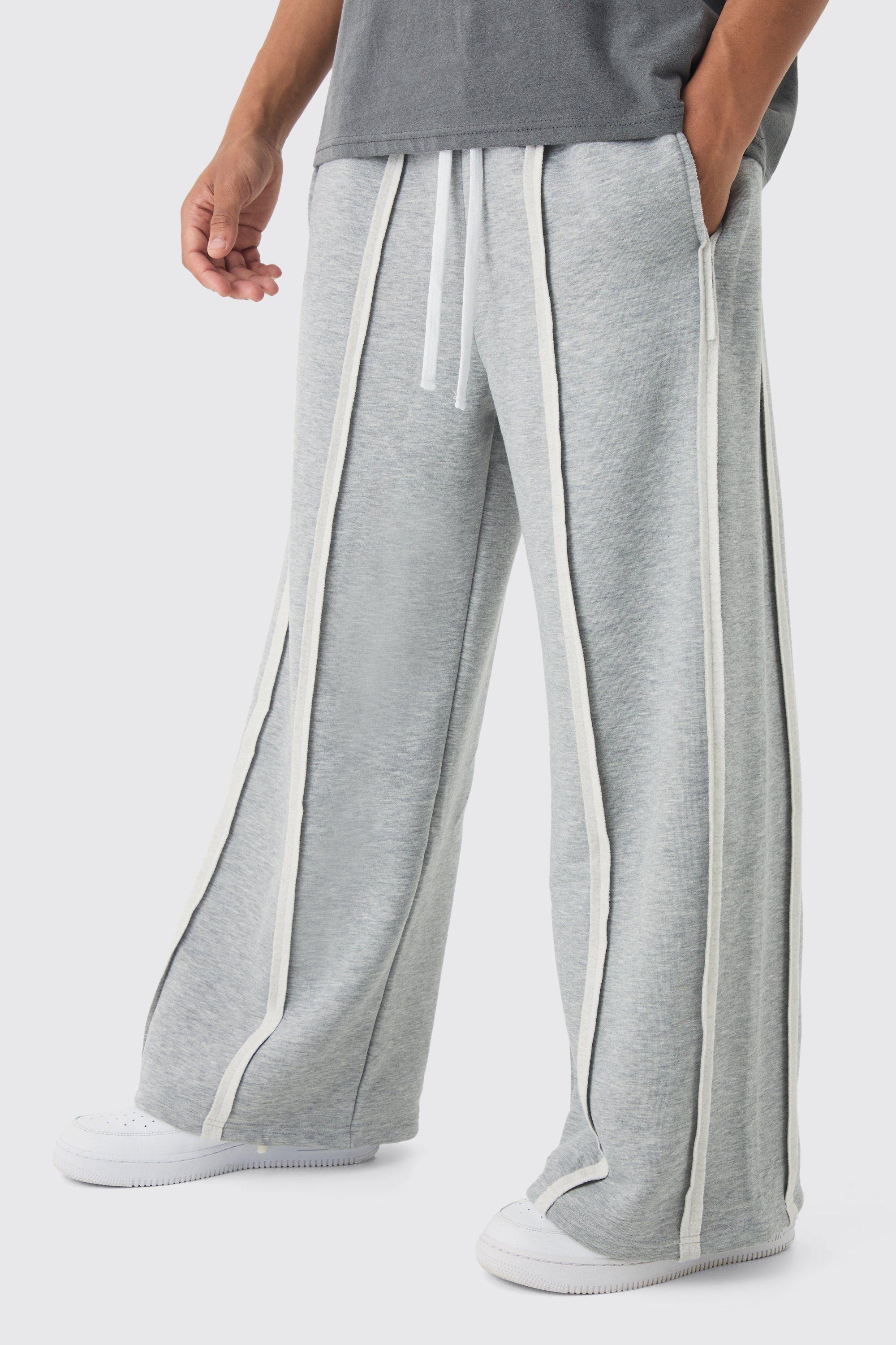 Mens Grey Extreme Wide Leg Exposed Seam Jogger, Grey
