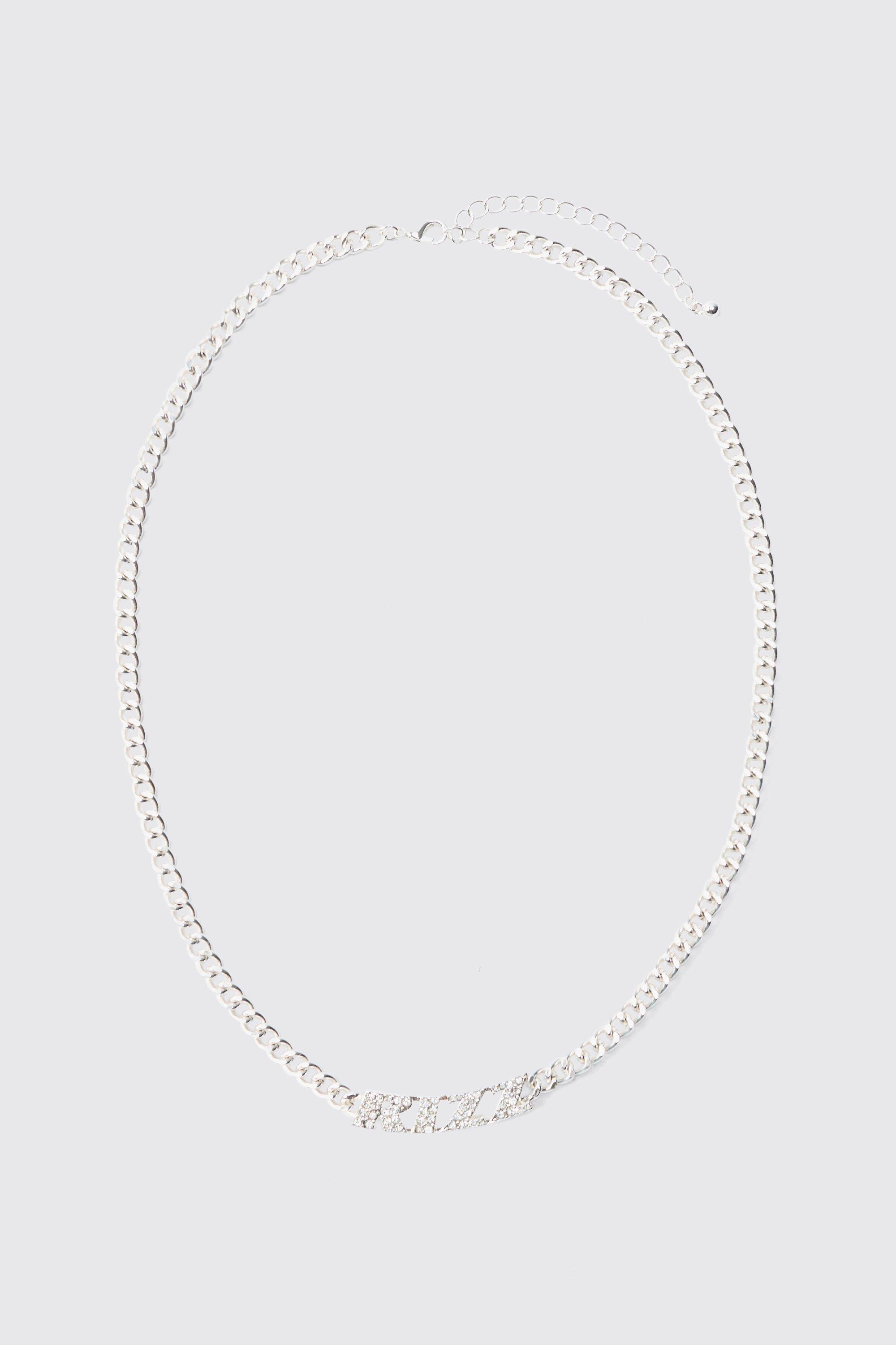 Collana Iced Rizz in argento, Grigio