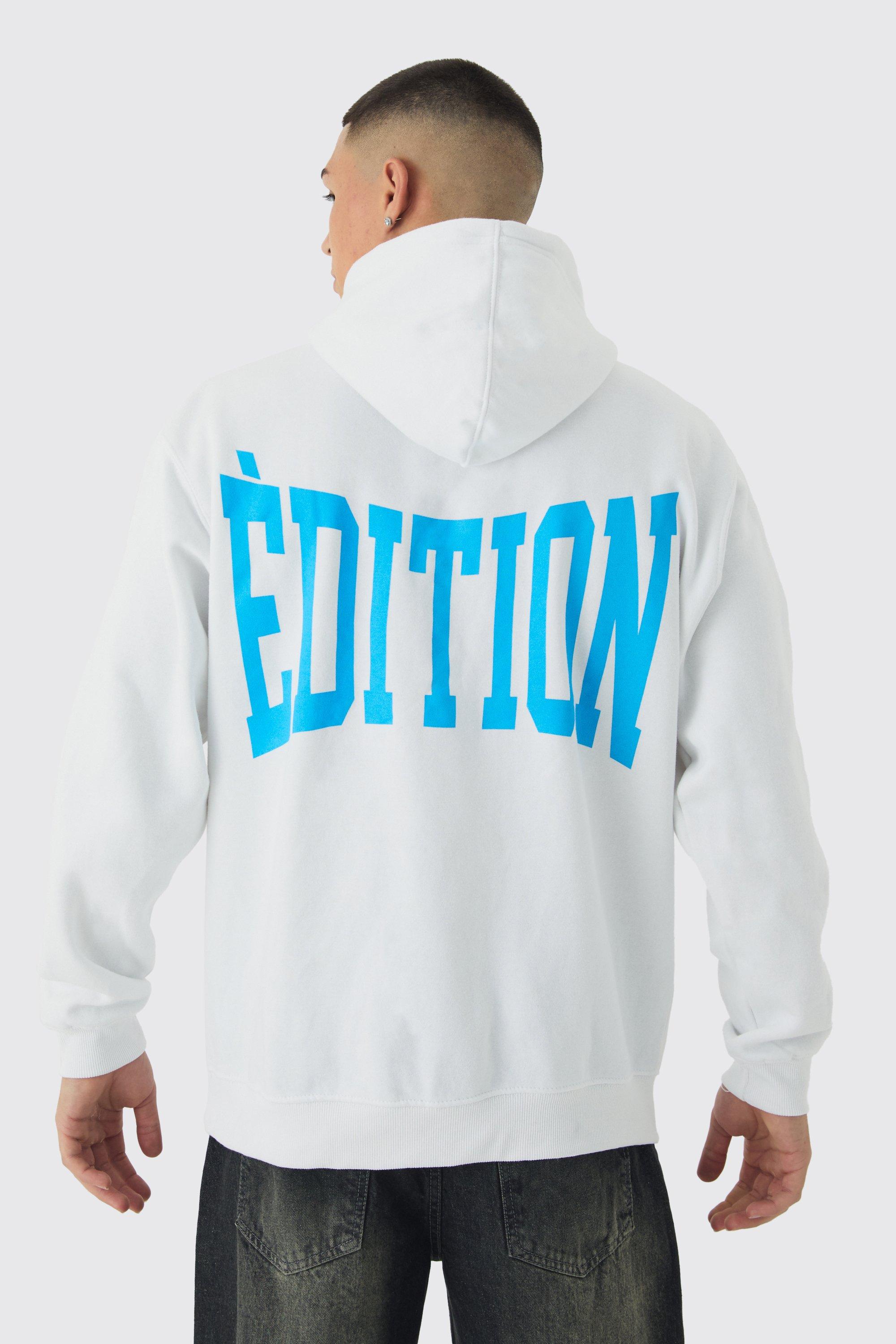 Mens White Oversized Limited Edition Back Print Hoodie, White