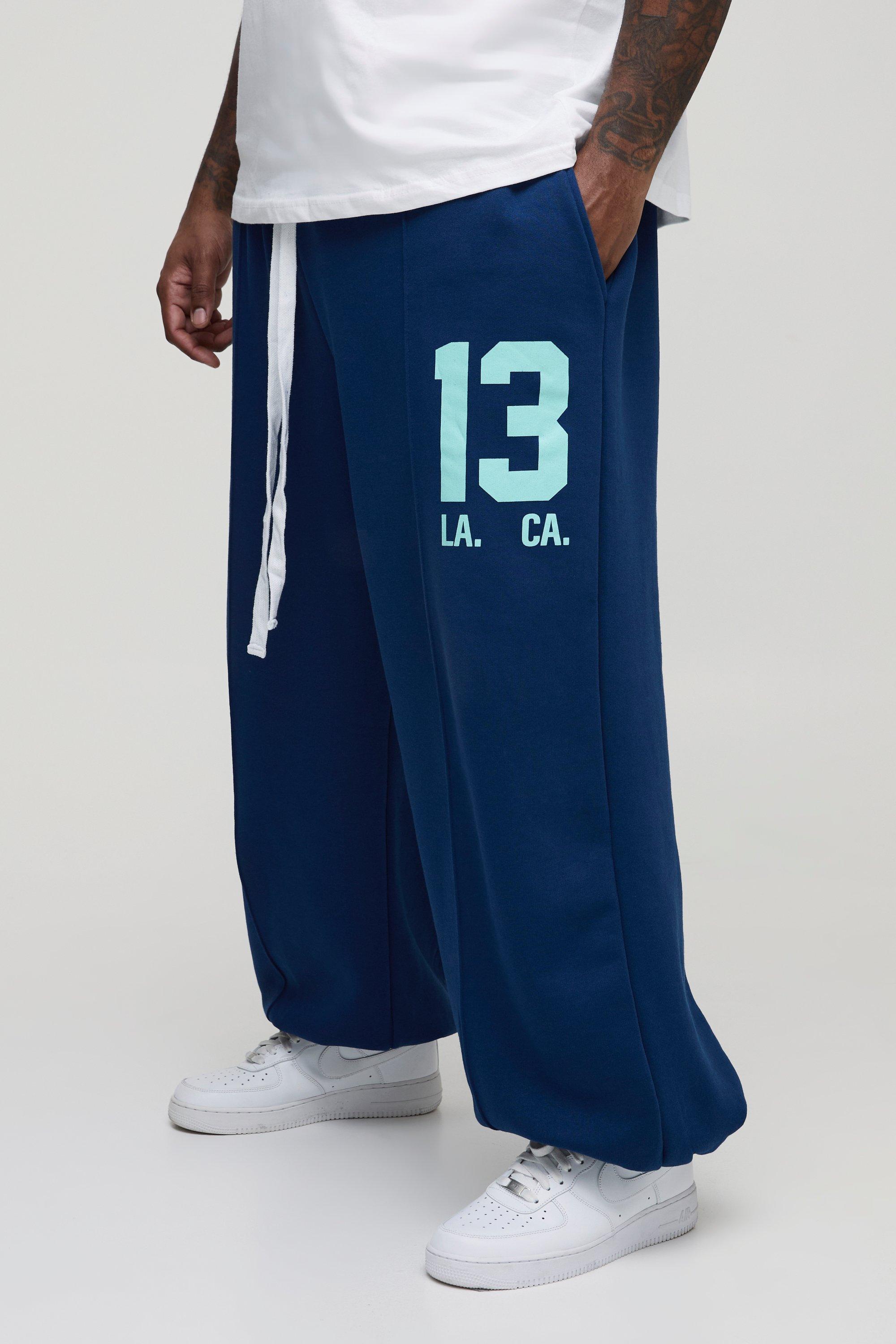 Pantaloni tuta Plus Size oversize 13 stile Varsity, Azzurro