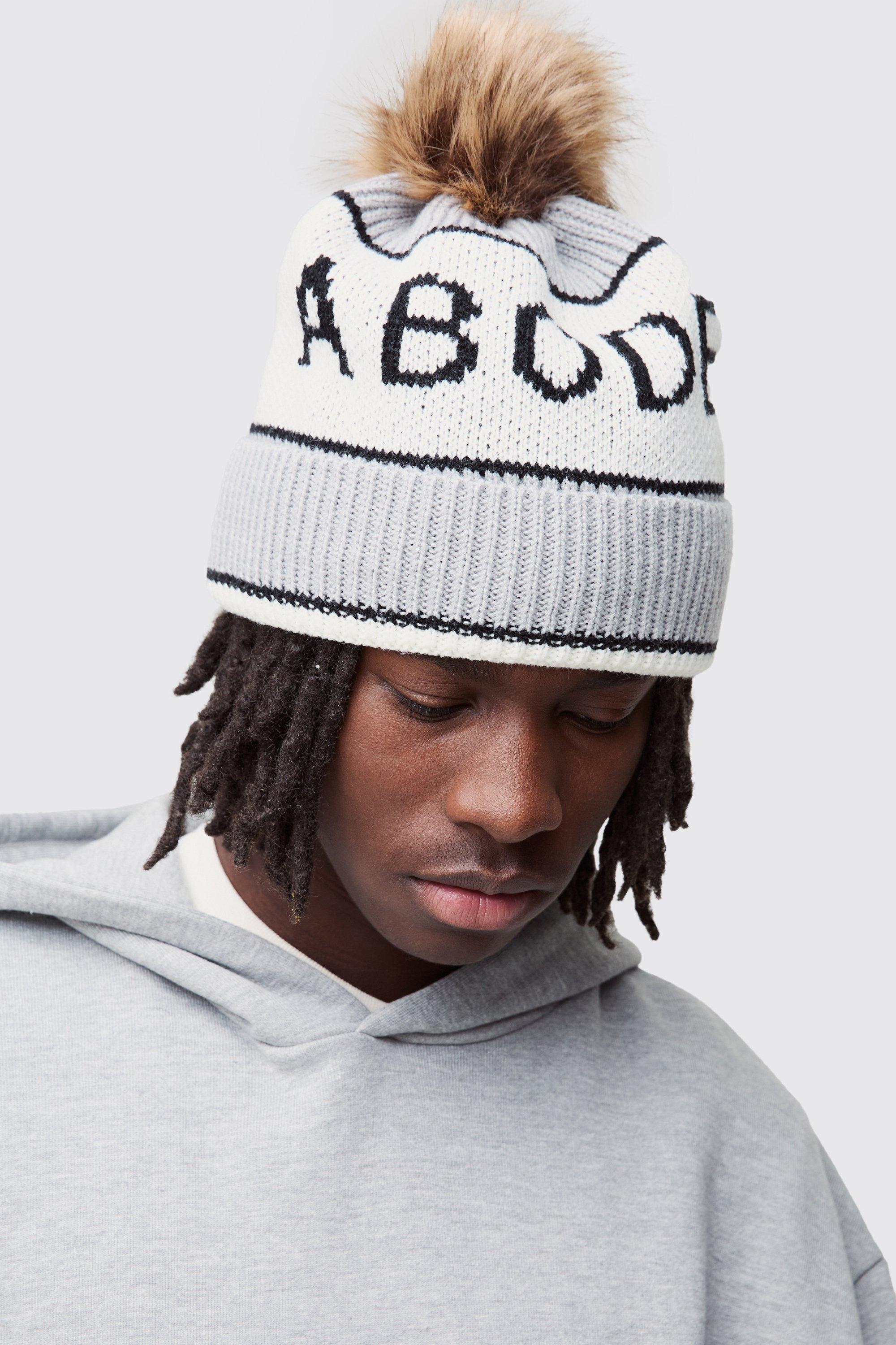 Mens Grey Abode Bobble Beanie, Grey