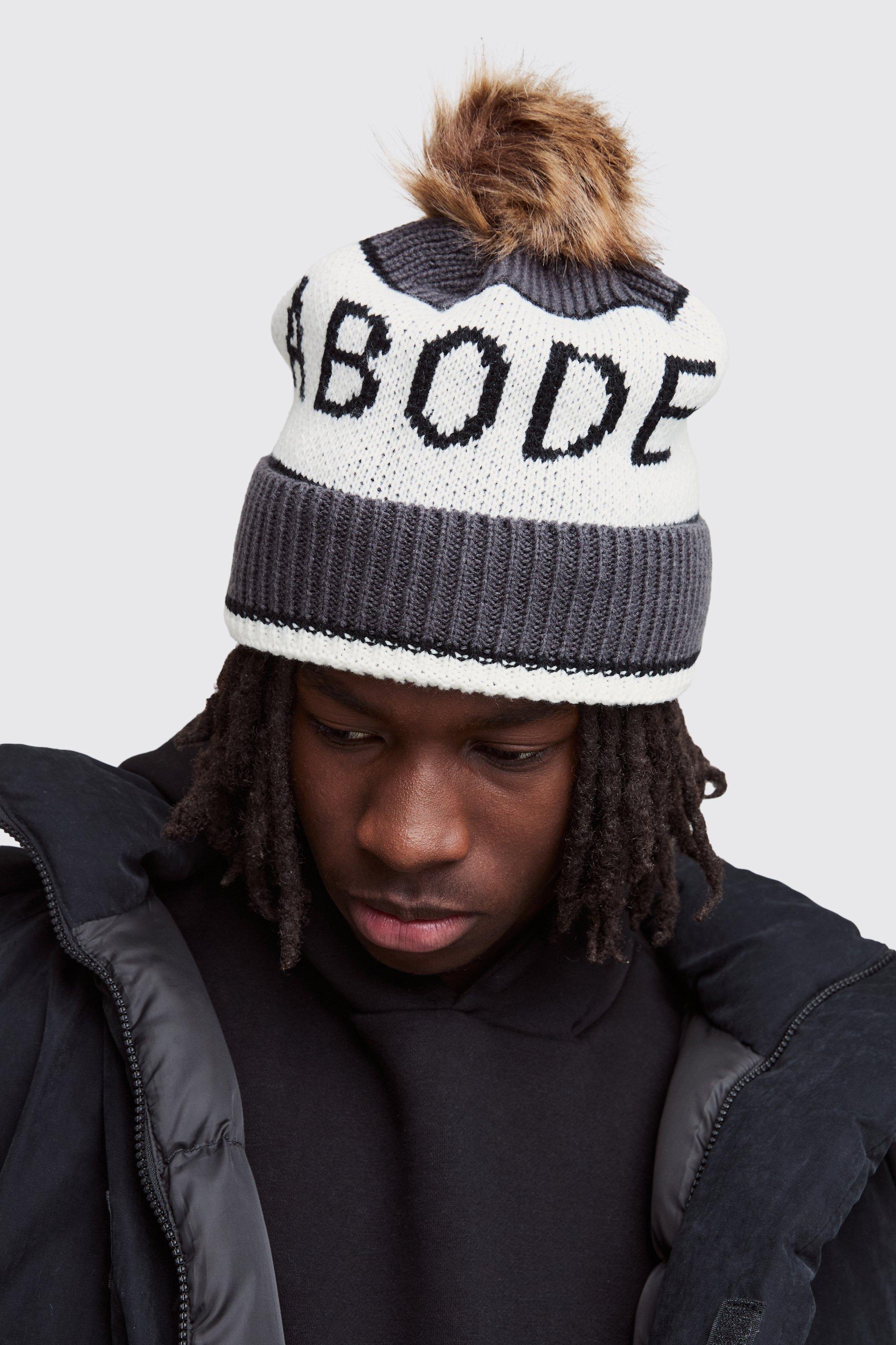 Mens Black Abode Bobble Beanie, Black