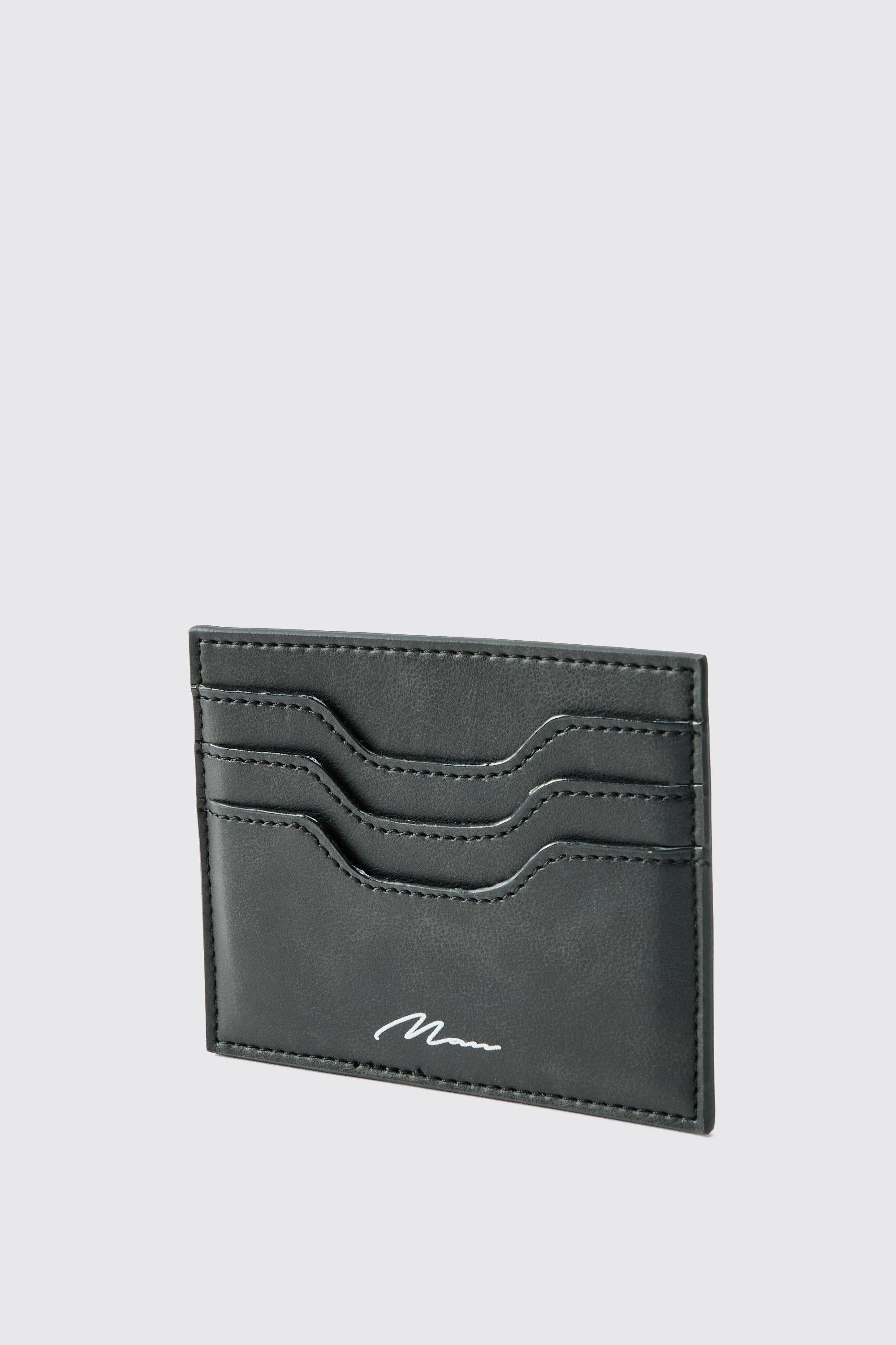 Mens Black MAN Signature Card Holder, Black