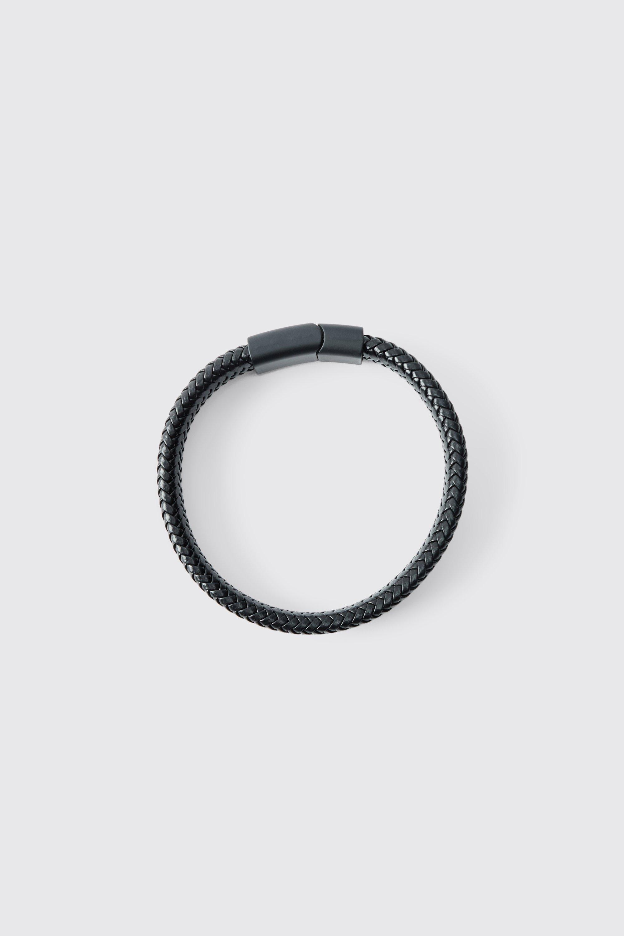 Mens Textured Bracelet In Black, Black