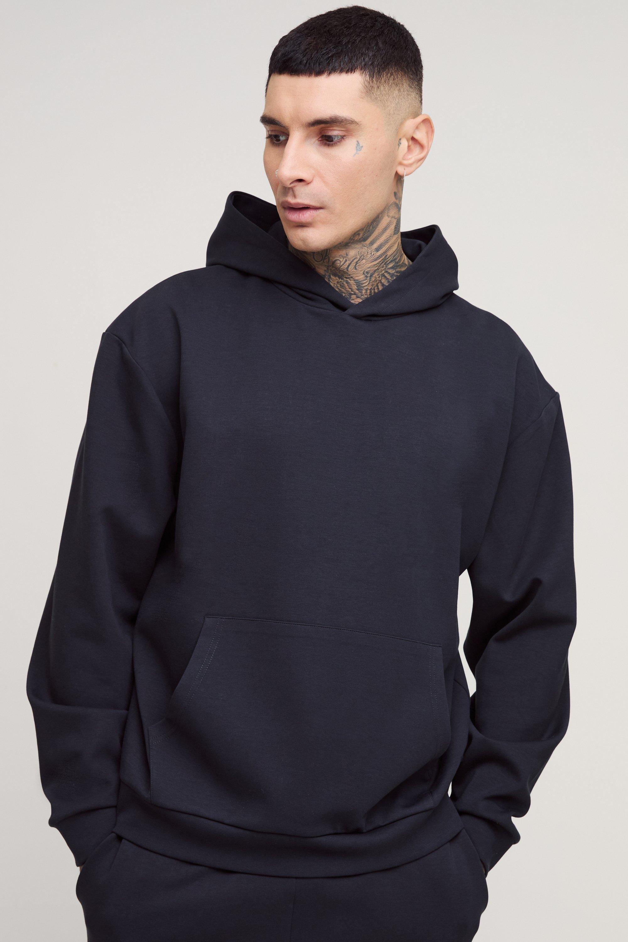 Felpa squadrata Tall oversize con cappuccio, Nero