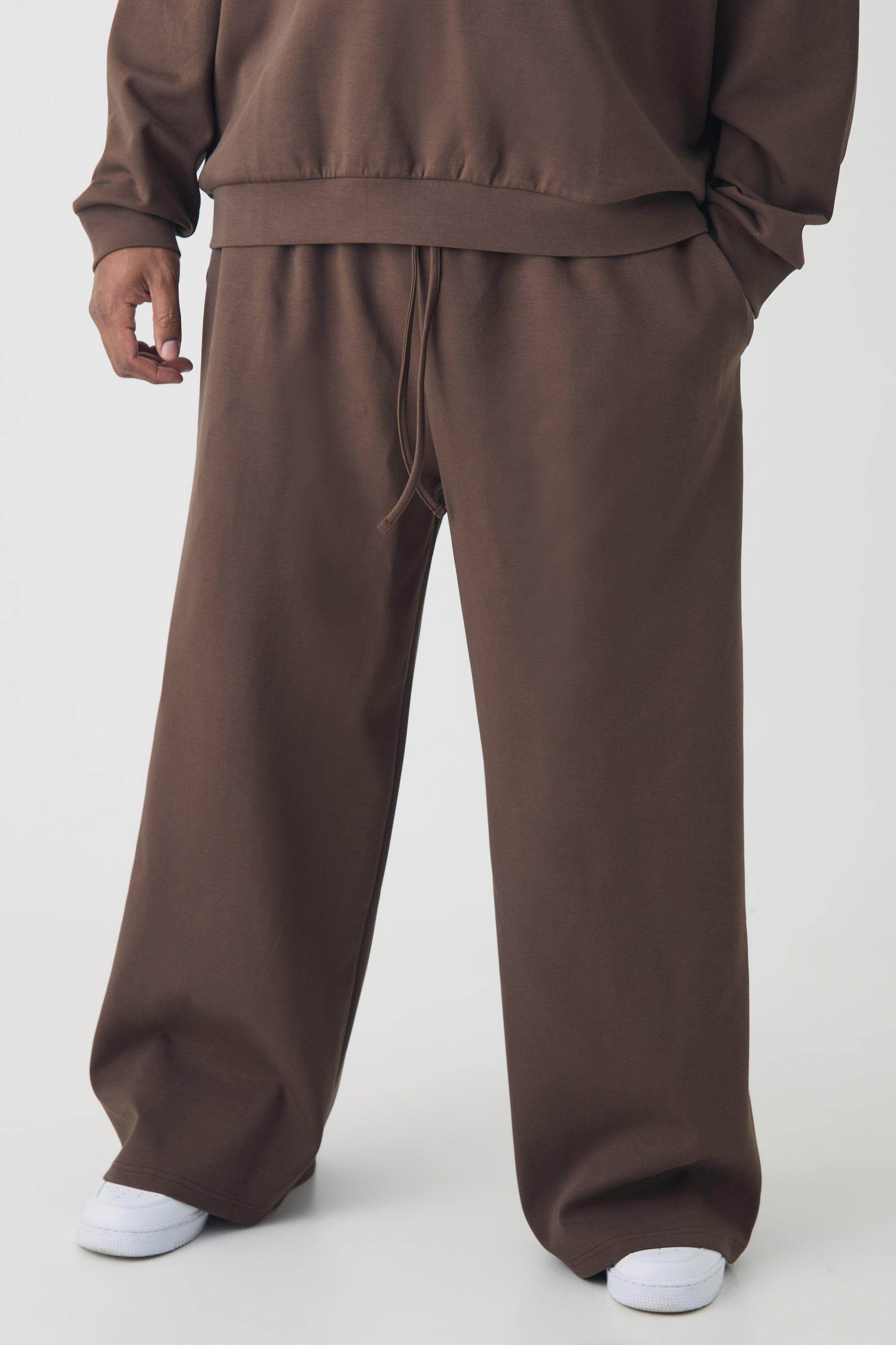 Womens Plus Interlock Smart Wide Leg Trousers - Brown - Xxxxl, Brown