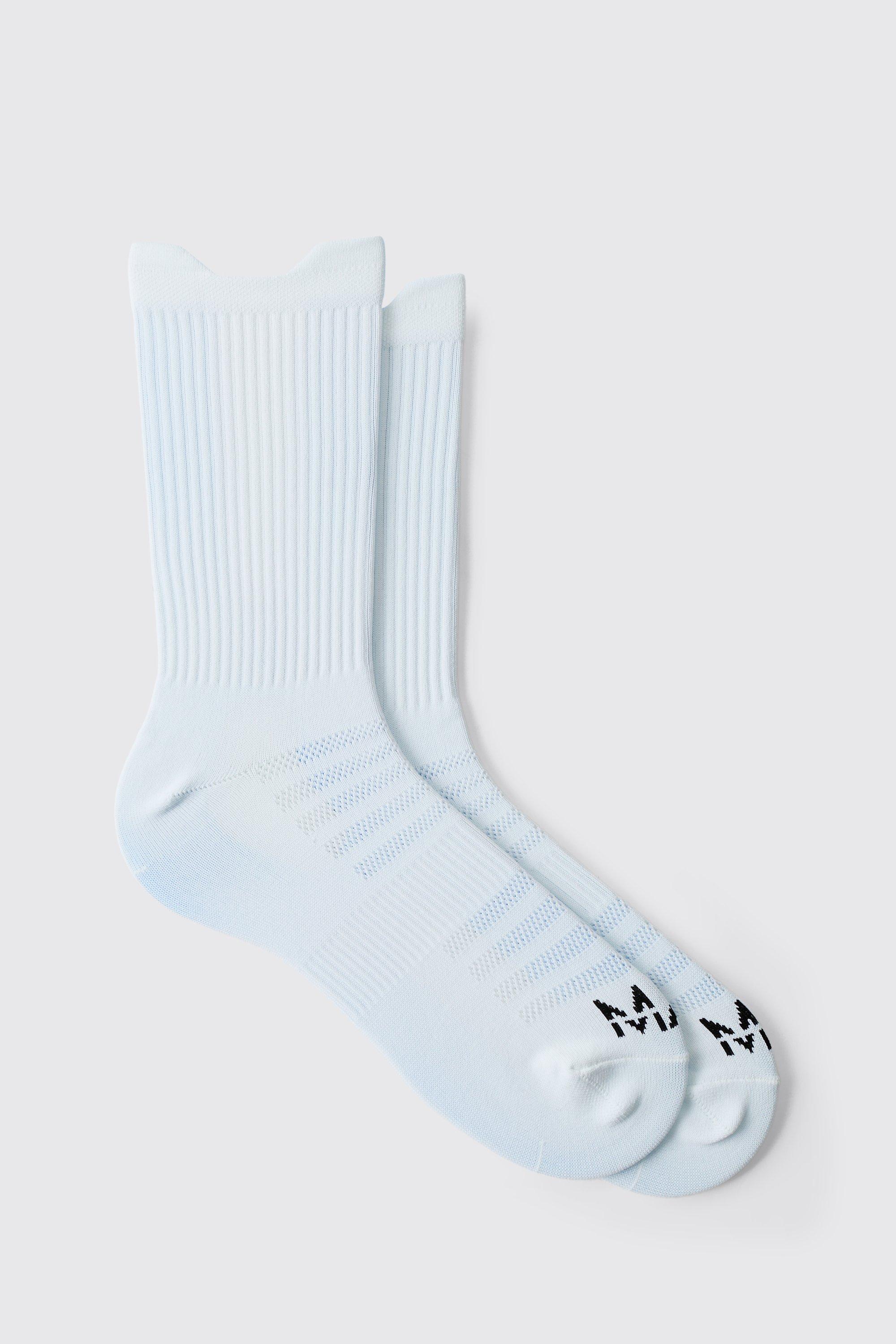 Mens White Man Active Performance Trail Crew Sock, White