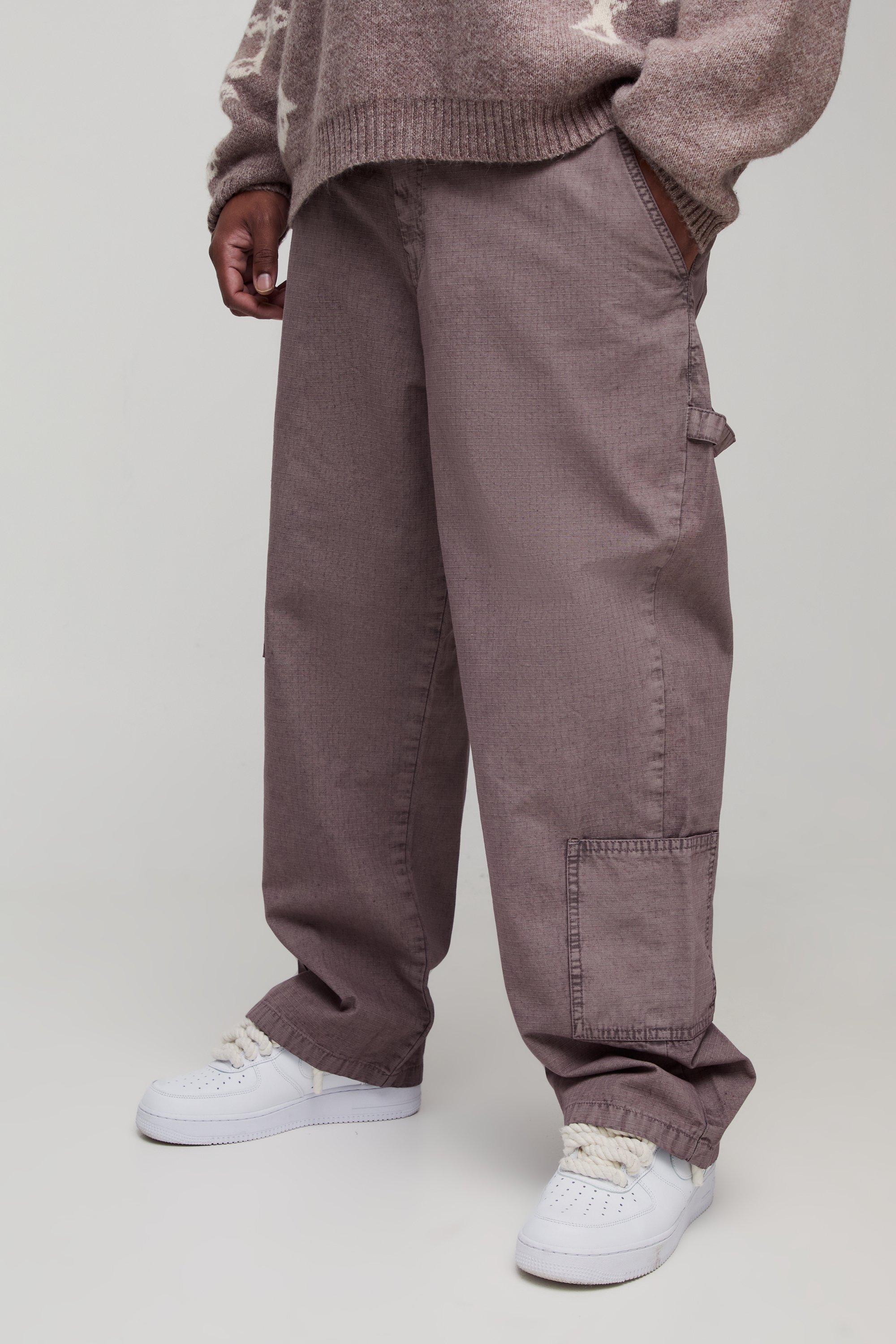 Boohoo Plus Gebleekte Ribfluwelen Baggy Utility Broek, Chocolate