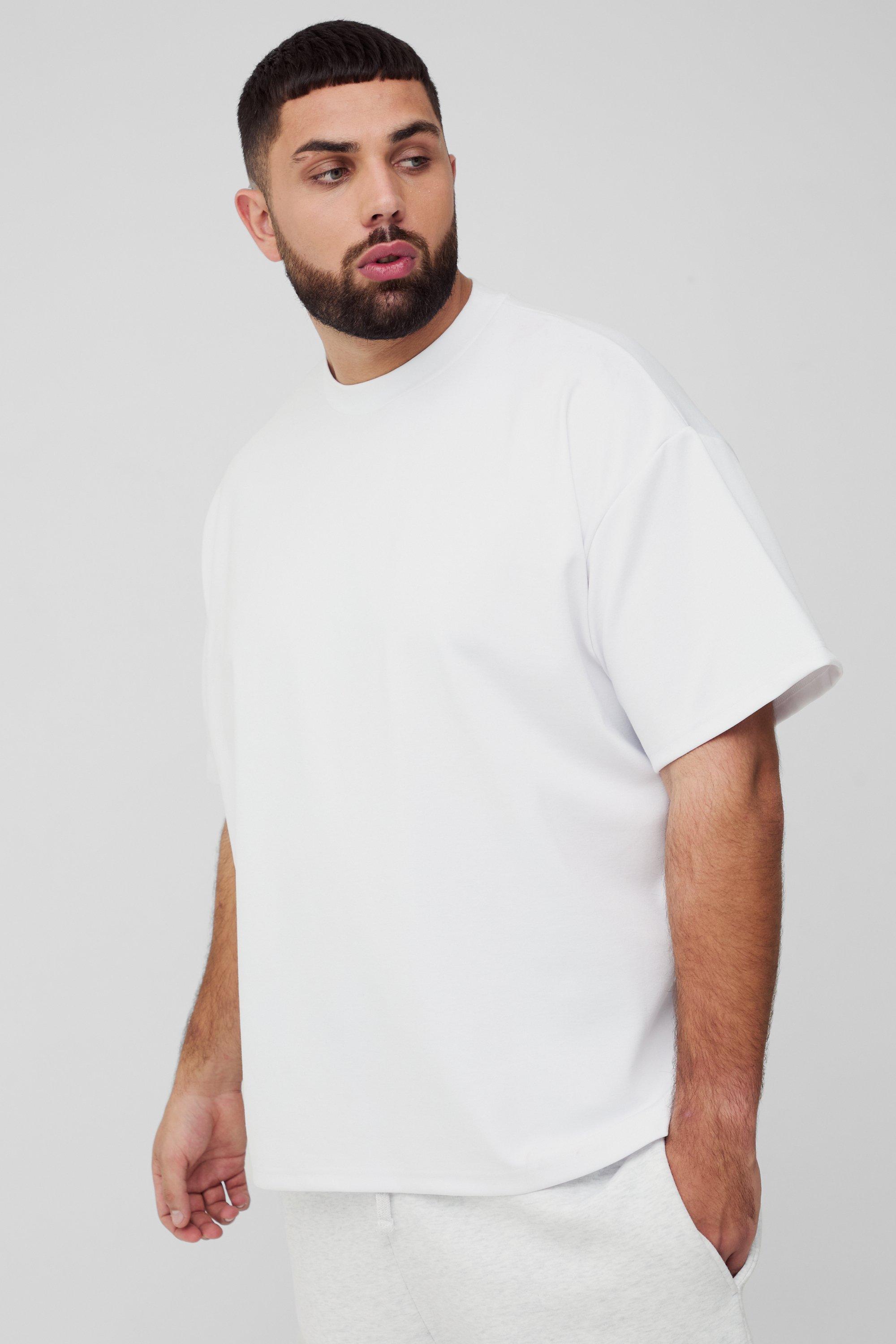 Mens White Plus Oversized Super Heavy Premium T-shirt, White