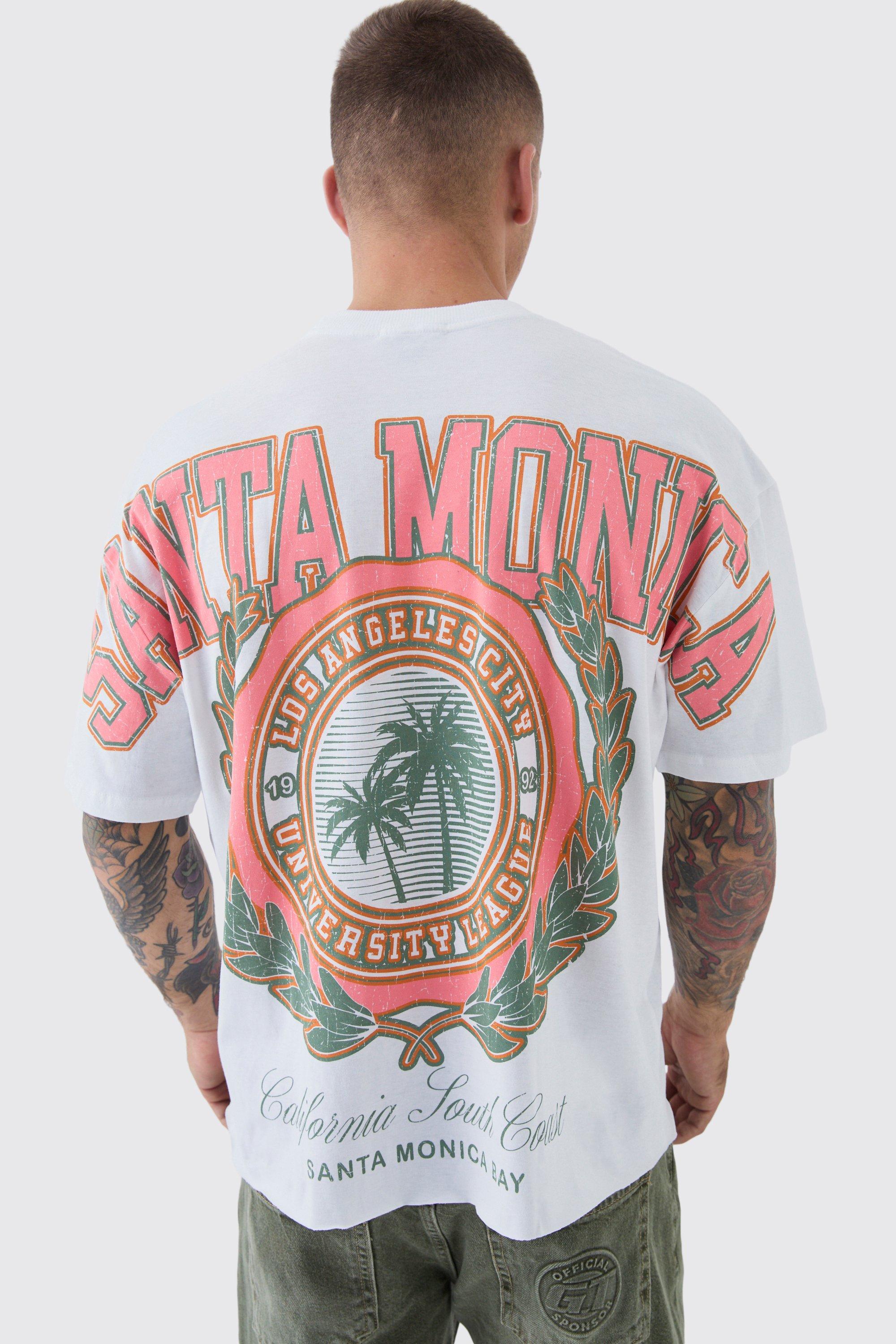 Mens White Oversized Boxy Santa Monica Over The Seams T-Shirt, White