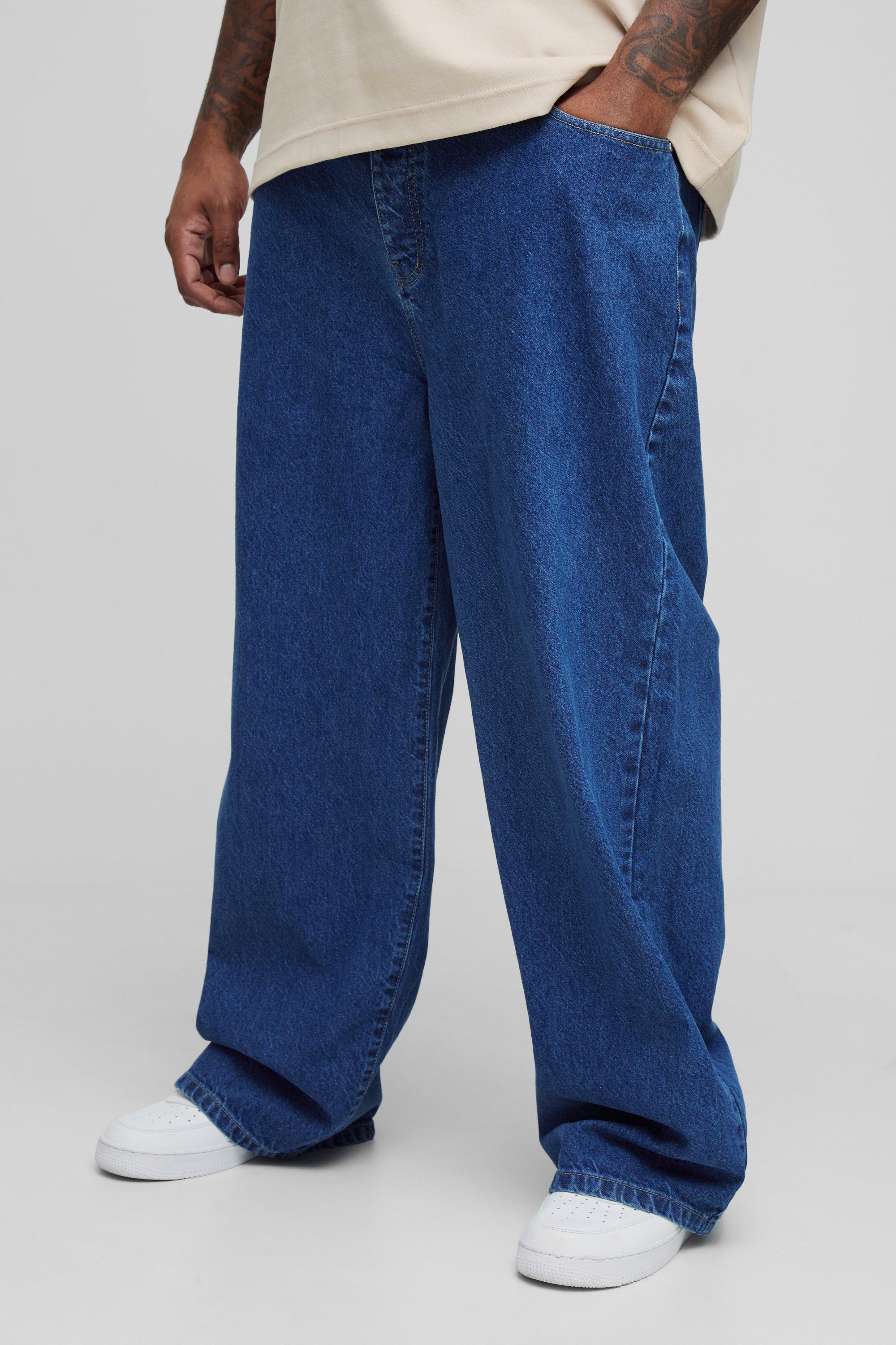 Jeans rilassati Plus Size con ricami, Azzurro