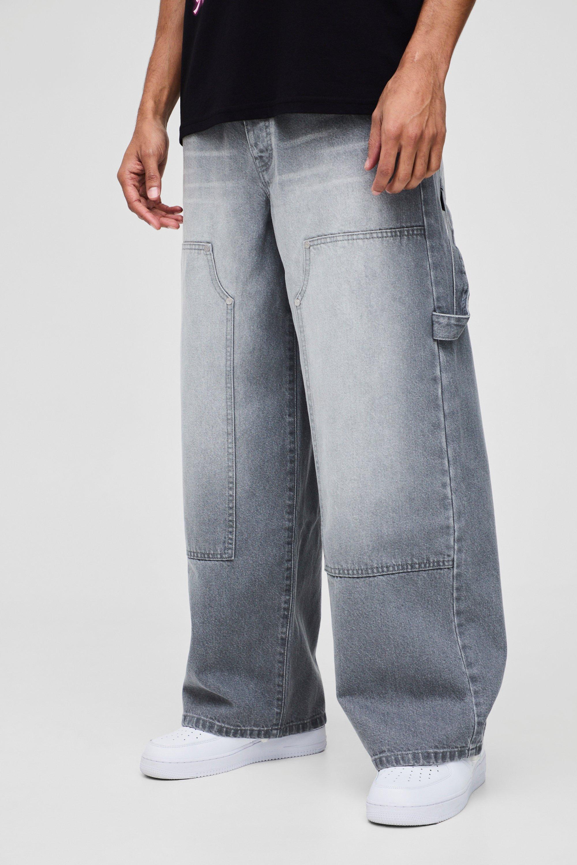 Boohoo Baggy Carpenter Jeans, Mid Grey