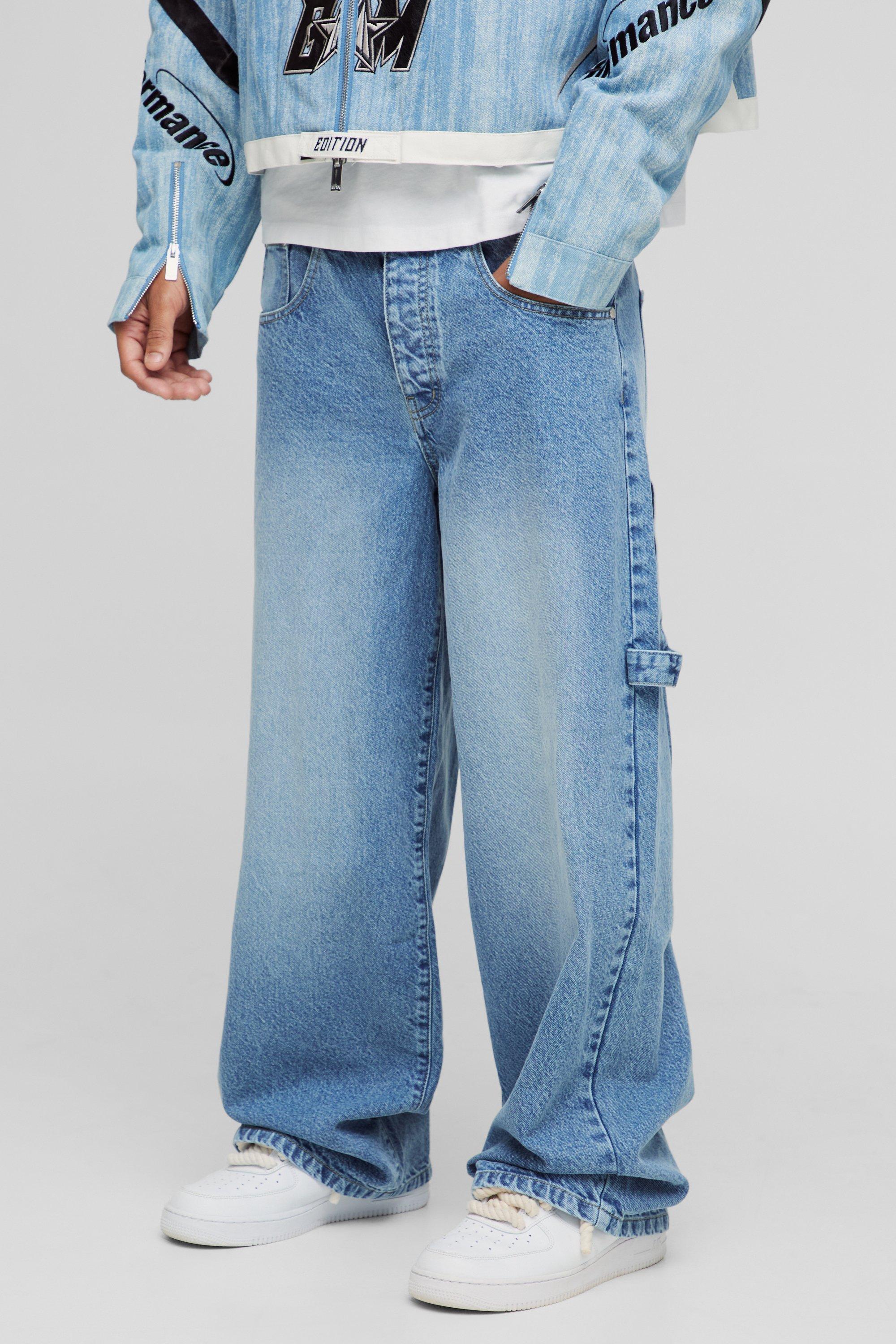 Jeans Carpenter extra comodi slavati con vita regolabile, Grigio