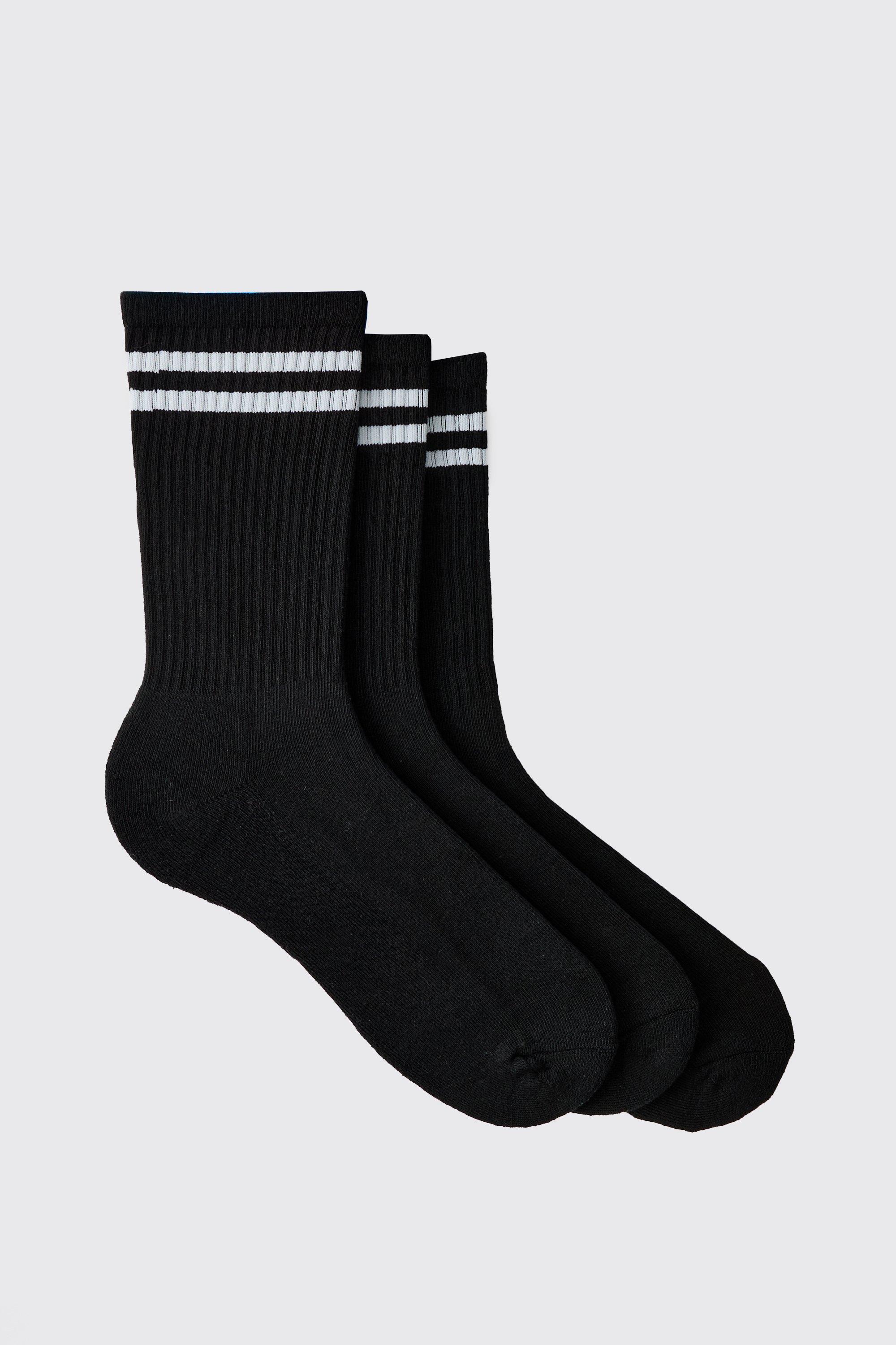 Calzini sportivi a righe - set di 3 paia, Nero