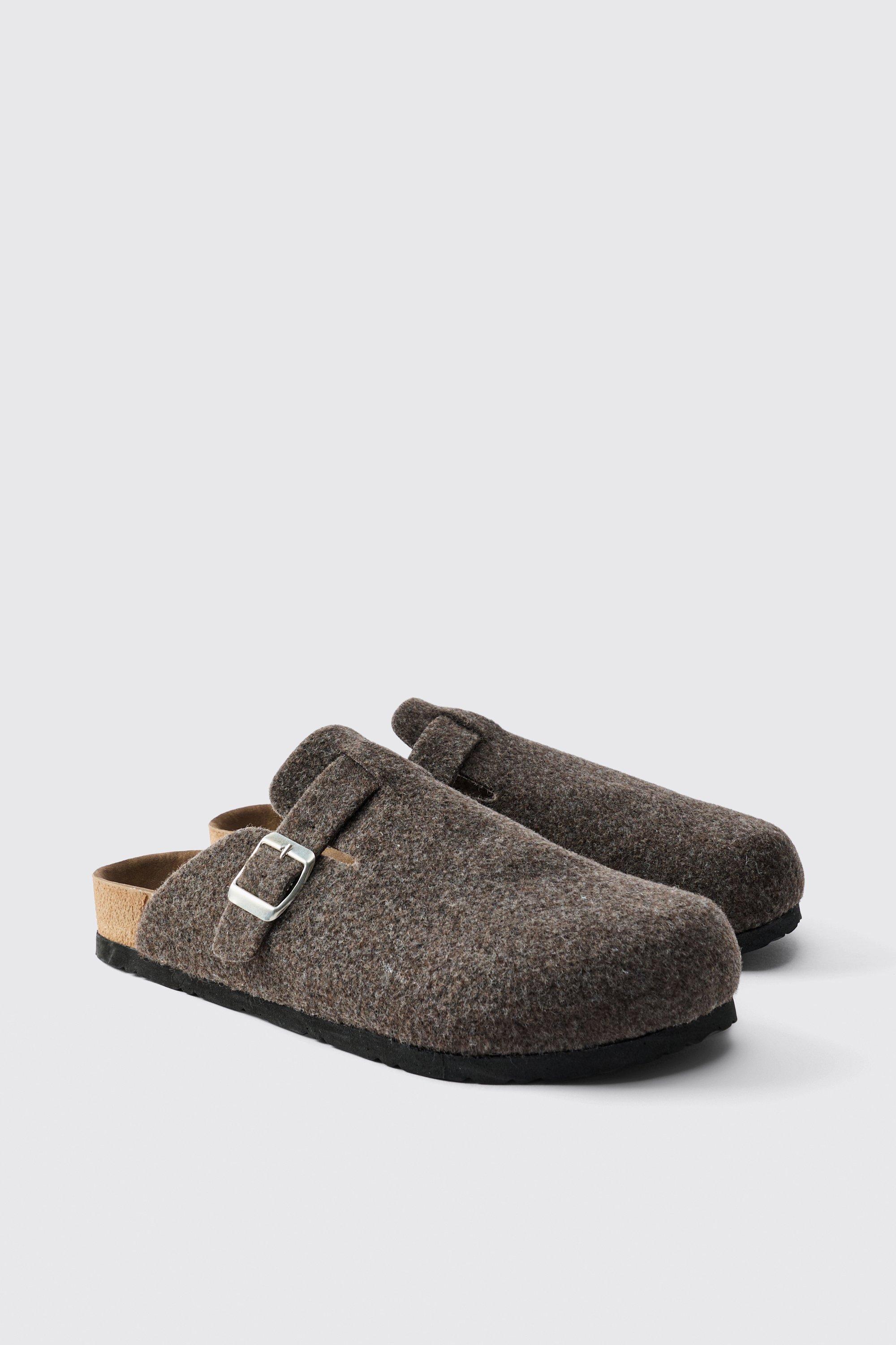 Mules in feltro marrone, Brown