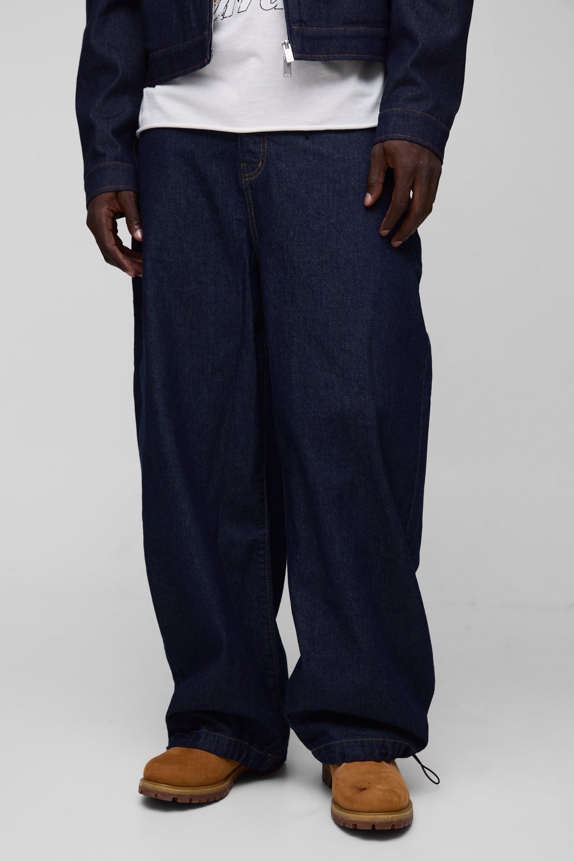 Mens Blue Parachute Baggy Indigo Jeans, Blue